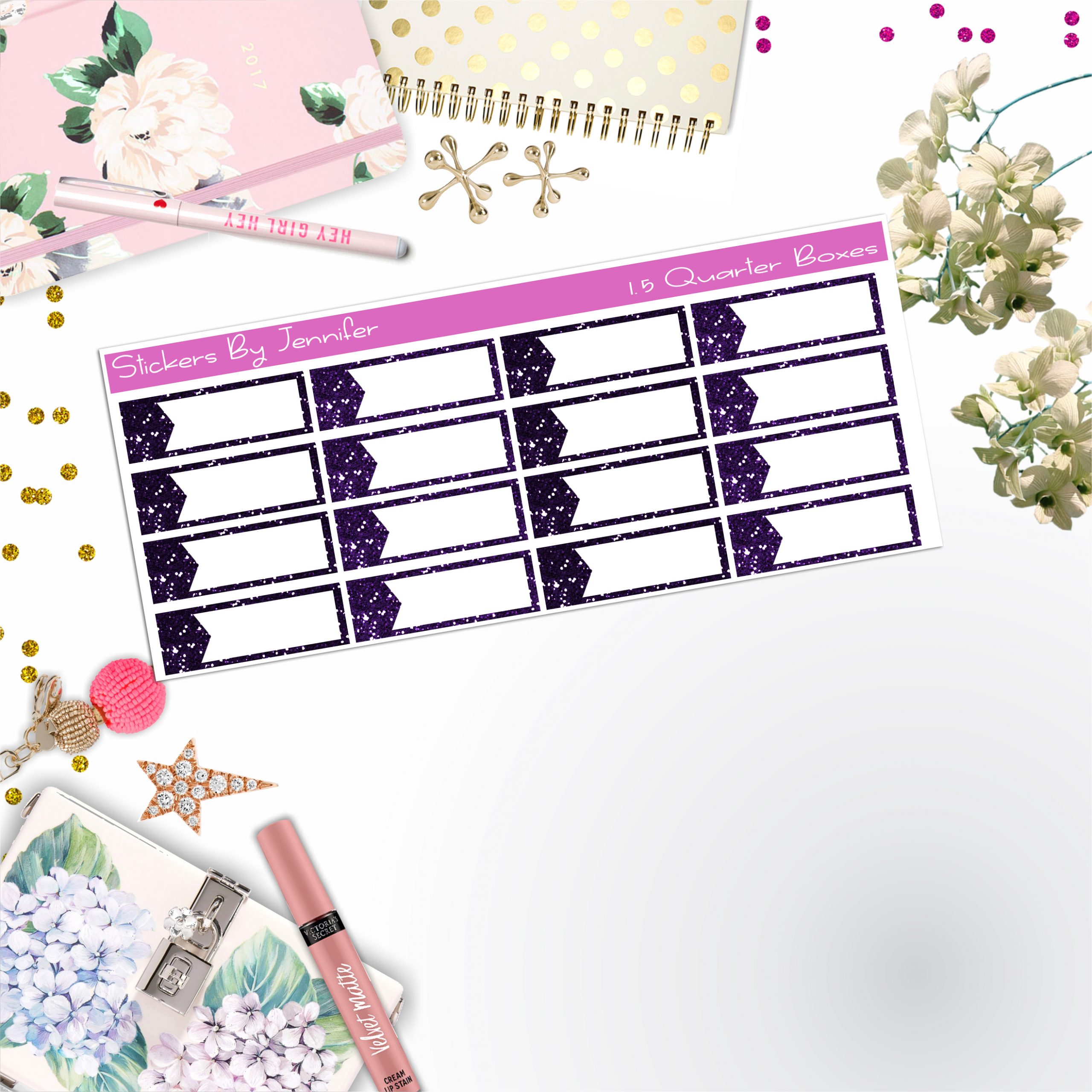 Quarter Boxes 003 Planner Stickers, Journal Stickers, Functional Planner Stickers, Stationary Stickers