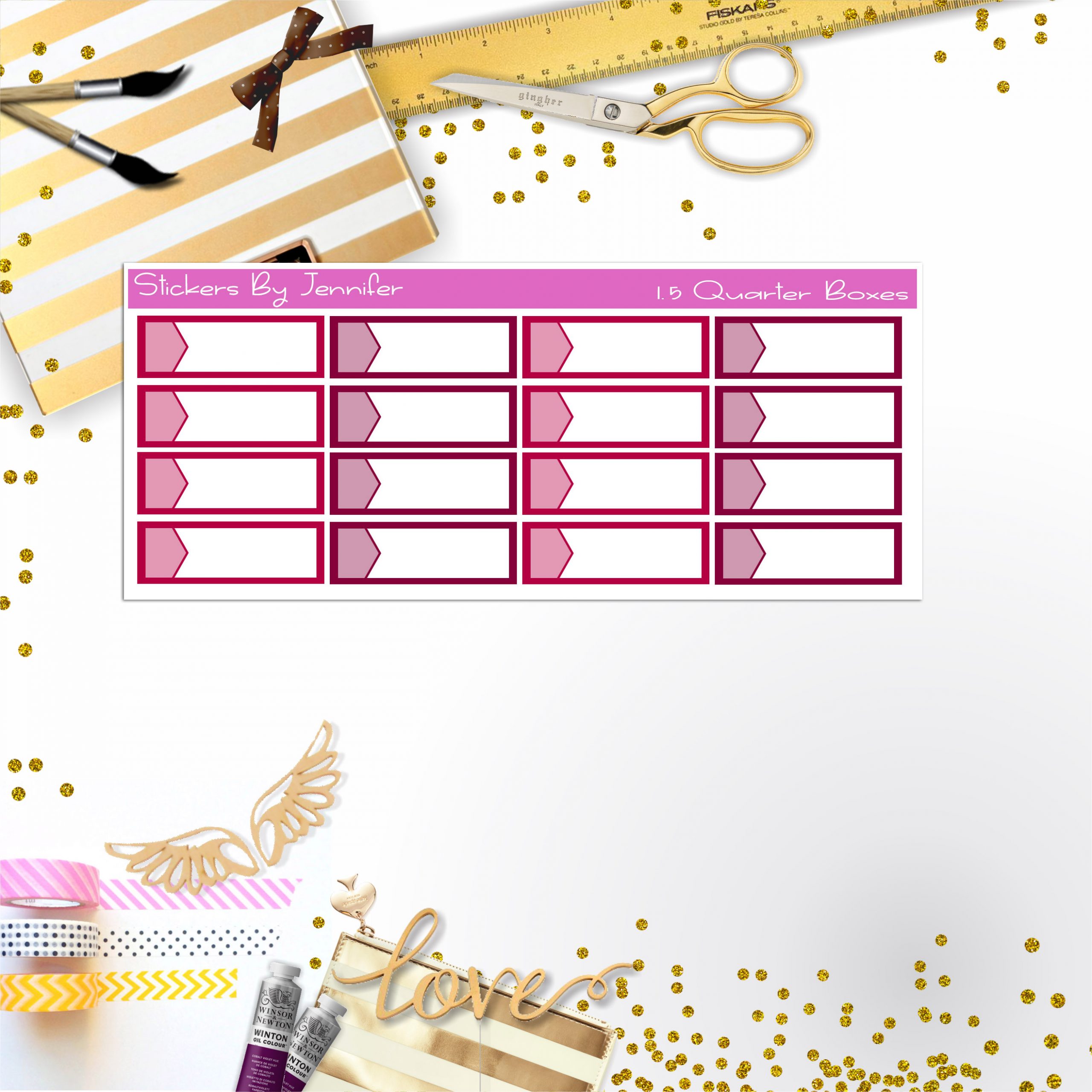 Quarter Boxes 030 Planner Stickers, Journal Stickers, Functional Planner Stickers, Stationary Stickers