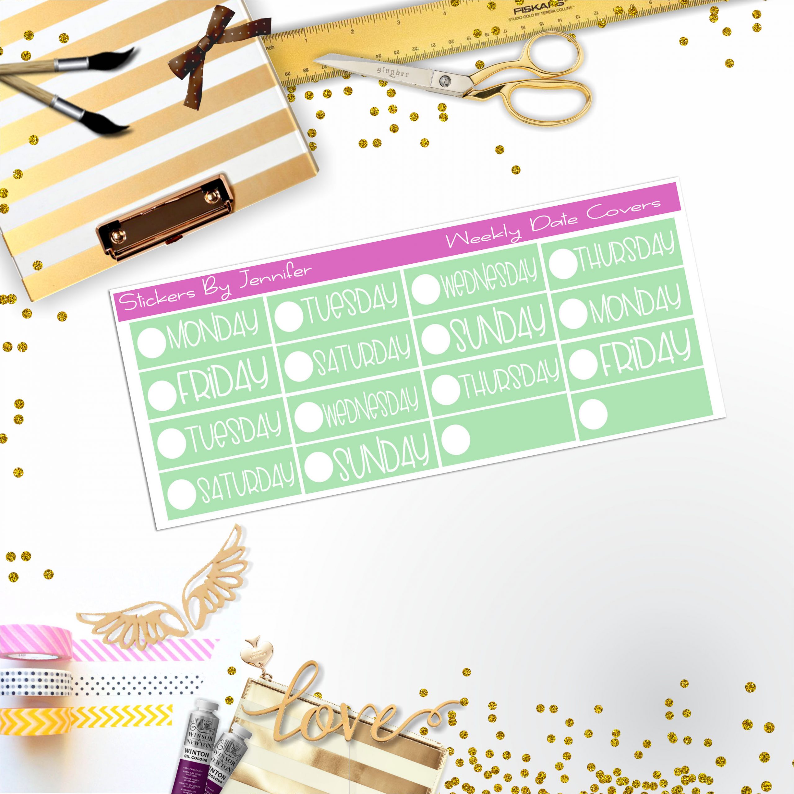 Weekly Date Covers P032 Planner Stickers, Journal Stickers, Functional Planner Stickers, Stationary Stickers