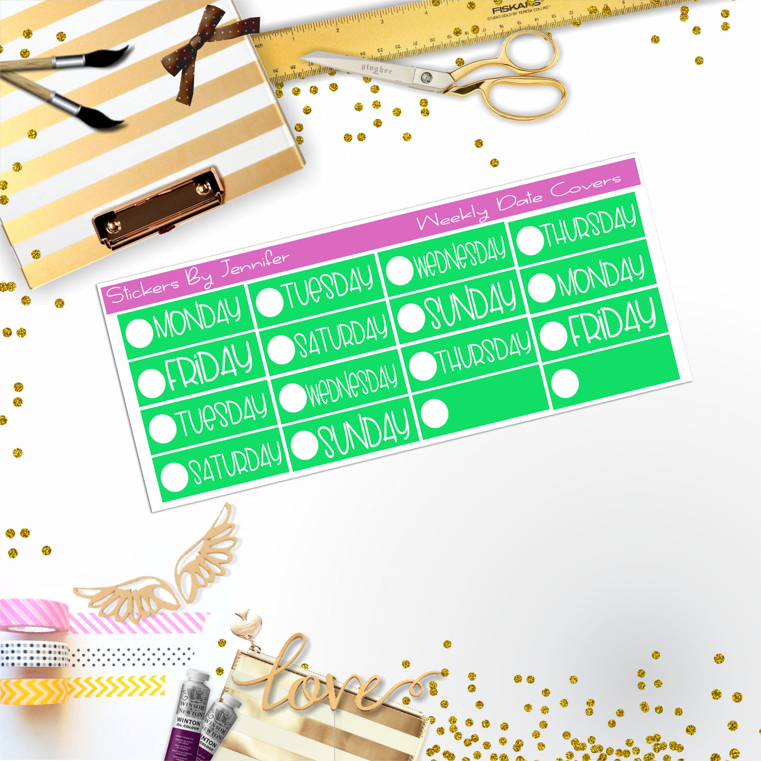 Weekly Date Covers P033 Planner Stickers, Journal Stickers, Functional Planner Stickers, Stationary Stickers