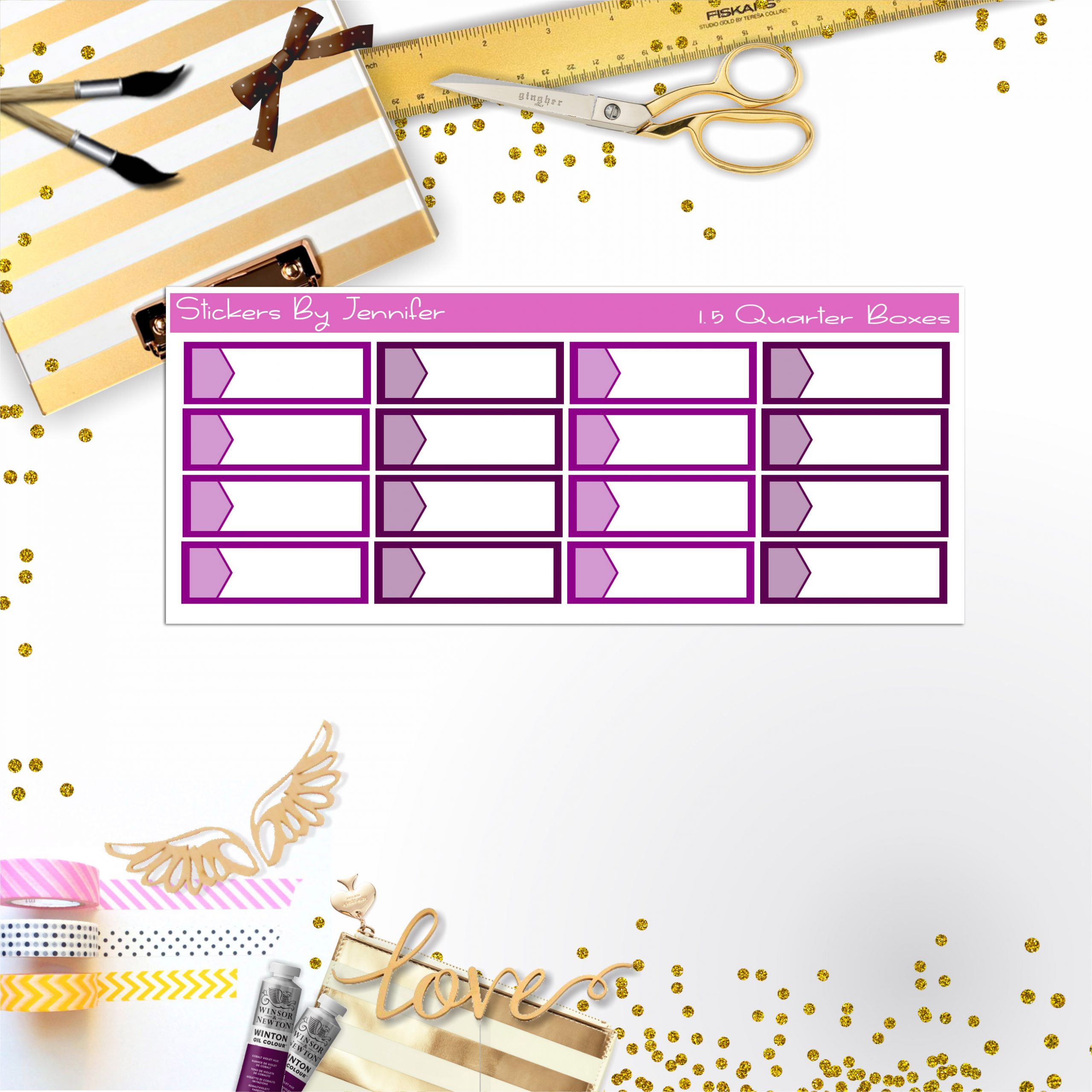 Quarter Boxes 035 Planner Stickers, Journal Stickers, Functional Planner Stickers, Stationary Stickers