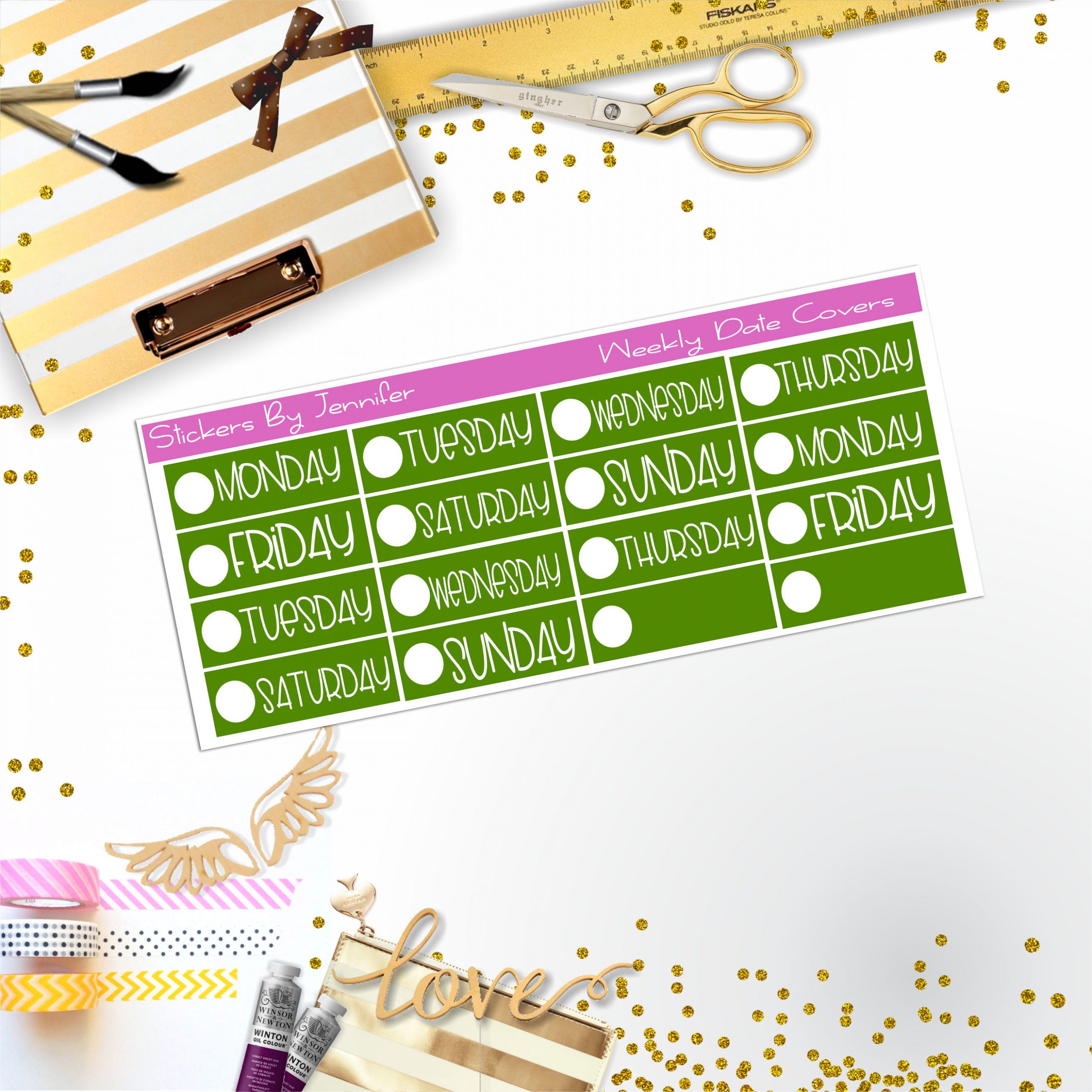 Weekly Date Covers P037 Planner Stickers, Journal Stickers, Functional Planner Stickers, Stationary Stickers