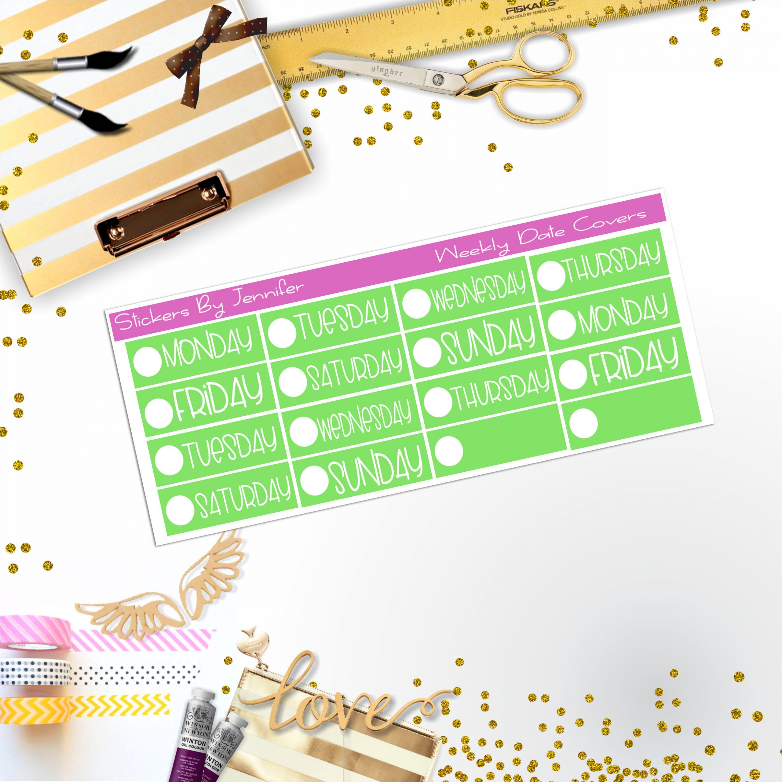 Weekly Date Covers P040 Planner Stickers, Journal Stickers, Functional Planner Stickers, Stationary Stickers