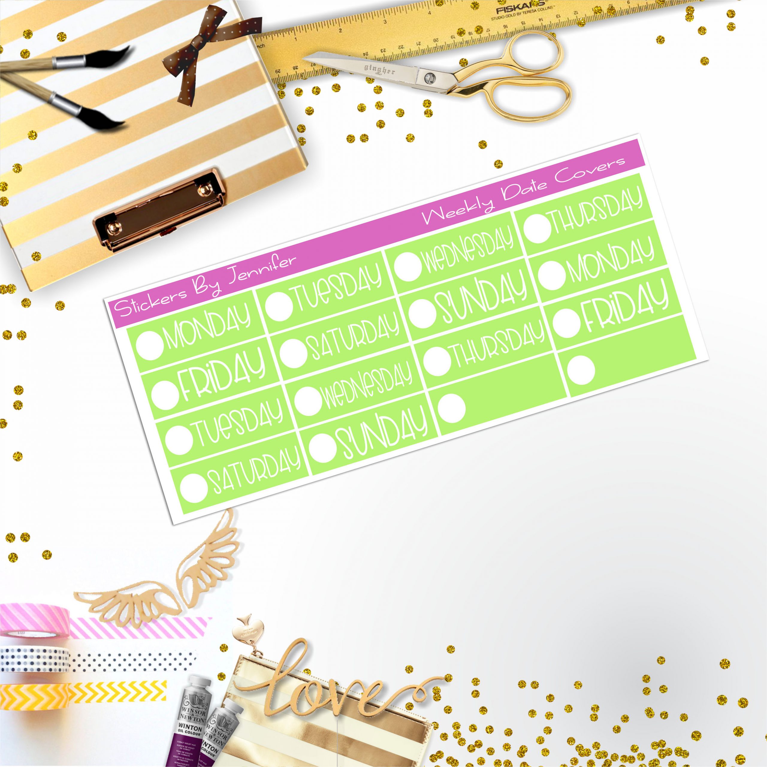 Weekly Date Covers P041 Planner Stickers, Journal Stickers, Functional Planner Stickers, Stationary Stickers