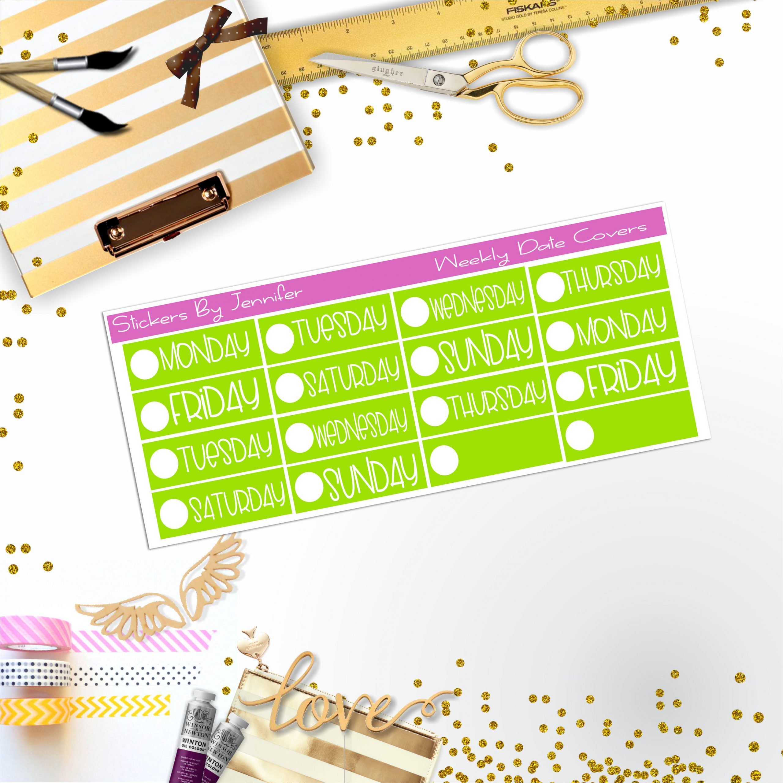 Weekly Date Covers P043 Planner Stickers, Journal Stickers, Functional Planner Stickers, Stationary Stickers