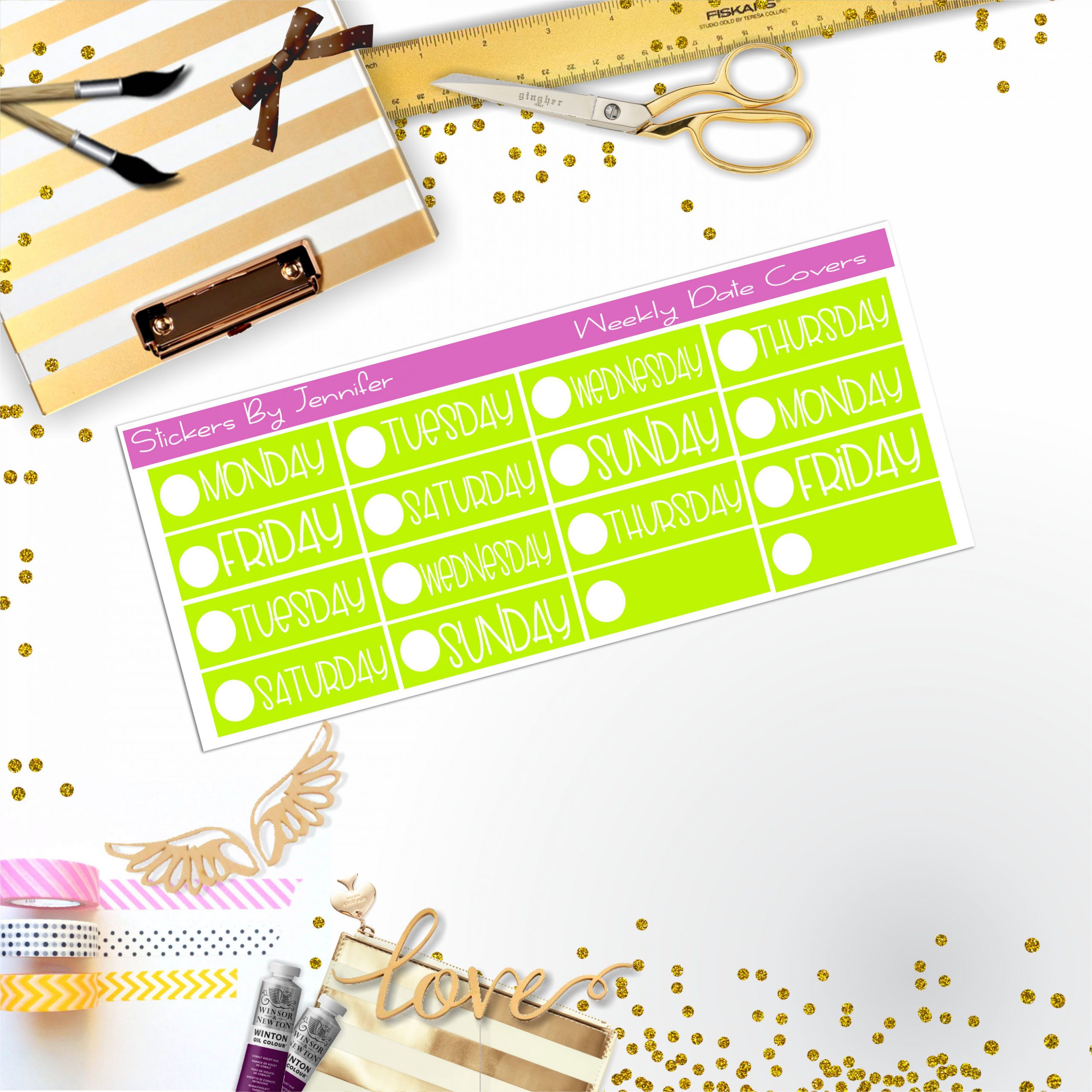 Weekly Date Covers P044 Planner Stickers, Journal Stickers, Functional Planner Stickers, Stationary Stickers