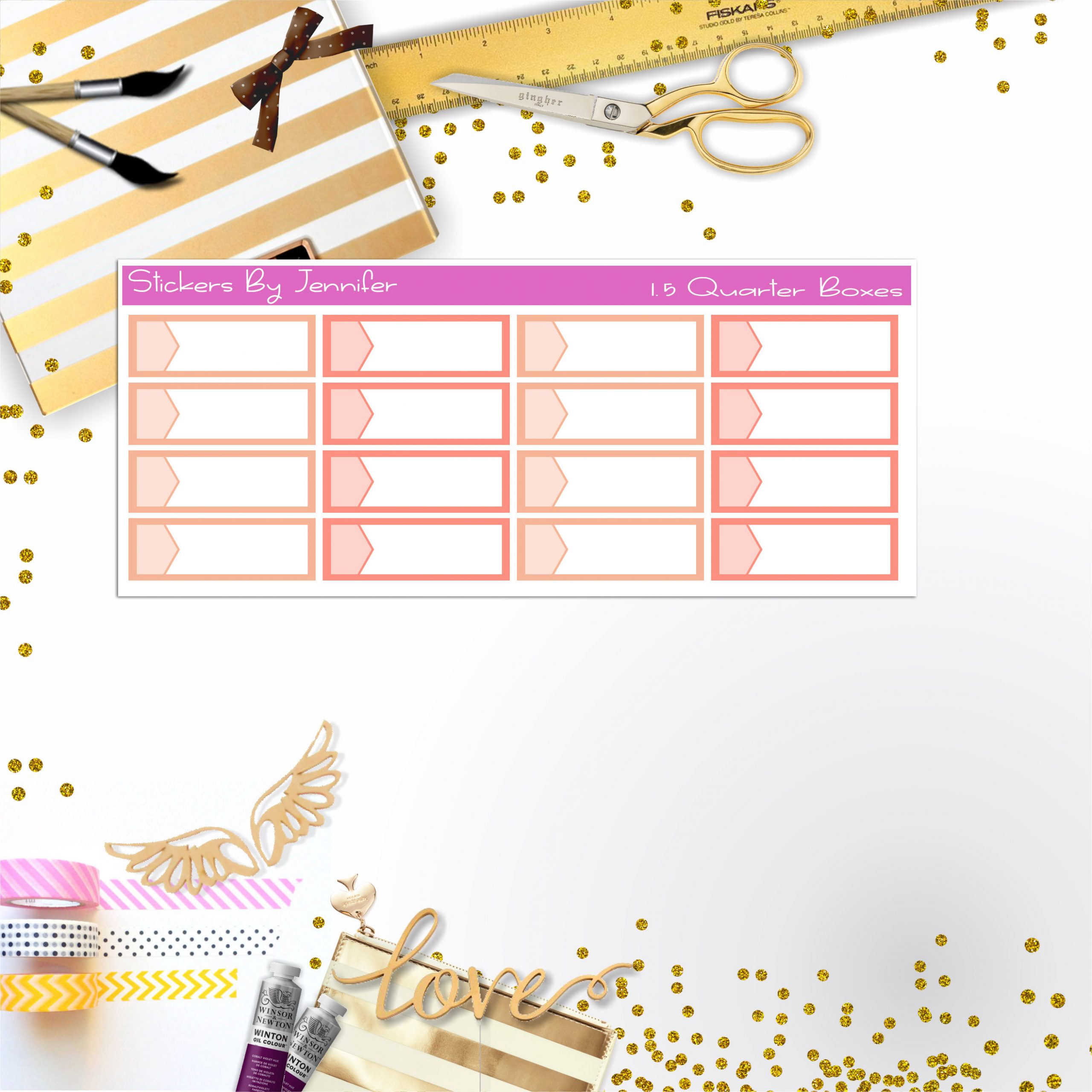 Quarter Boxes 044 Planner Stickers, Journal Stickers, Functional Planner Stickers, Stationary Stickers