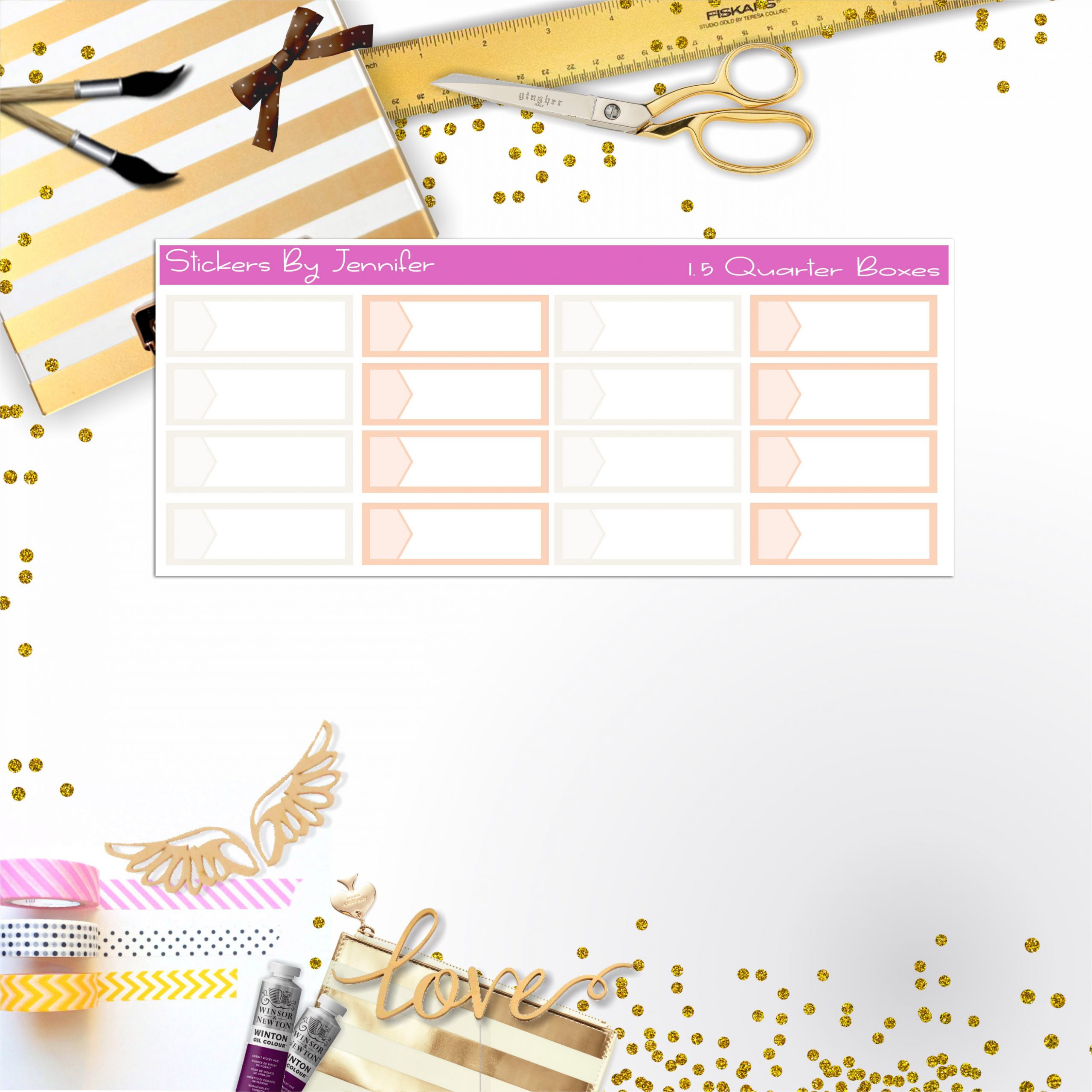 Quarter Boxes 045 Planner Stickers, Journal Stickers, Functional Planner Stickers, Stationary Stickers