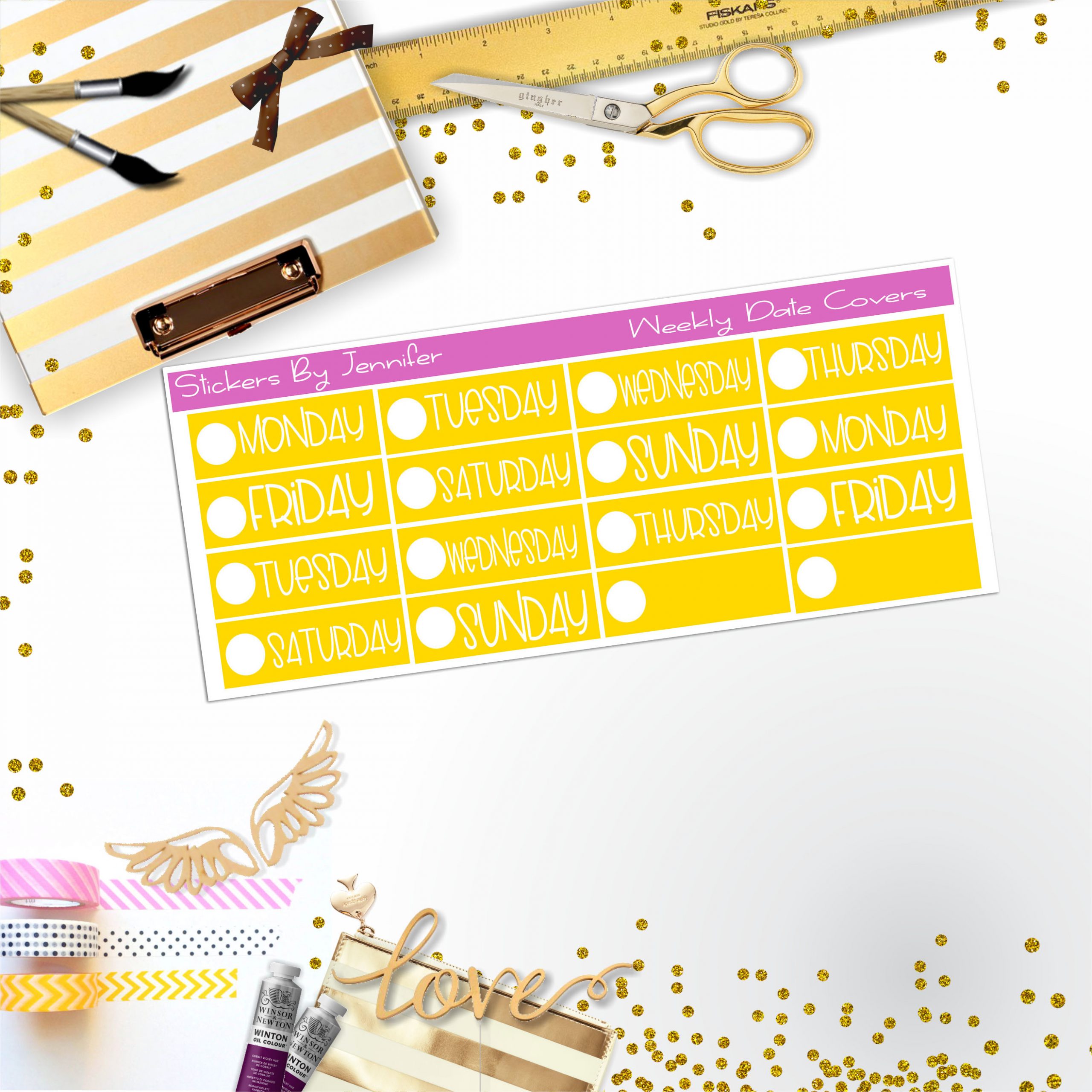 Weekly Date Covers P046 Planner Stickers, Journal Stickers, Functional Planner Stickers, Stationary Stickers