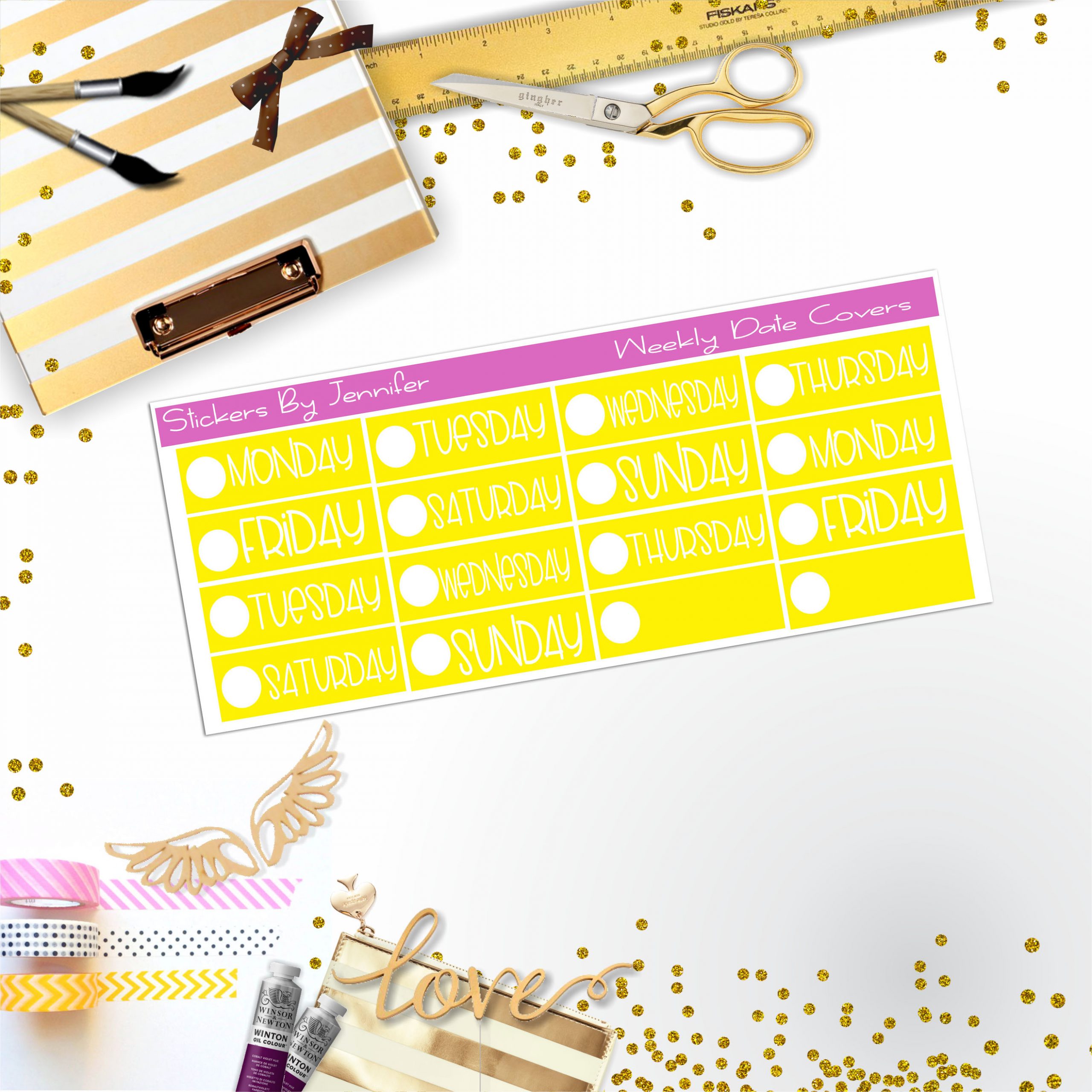 Weekly Date Covers P047 Planner Stickers, Journal Stickers, Functional Planner Stickers, Stationary Stickers