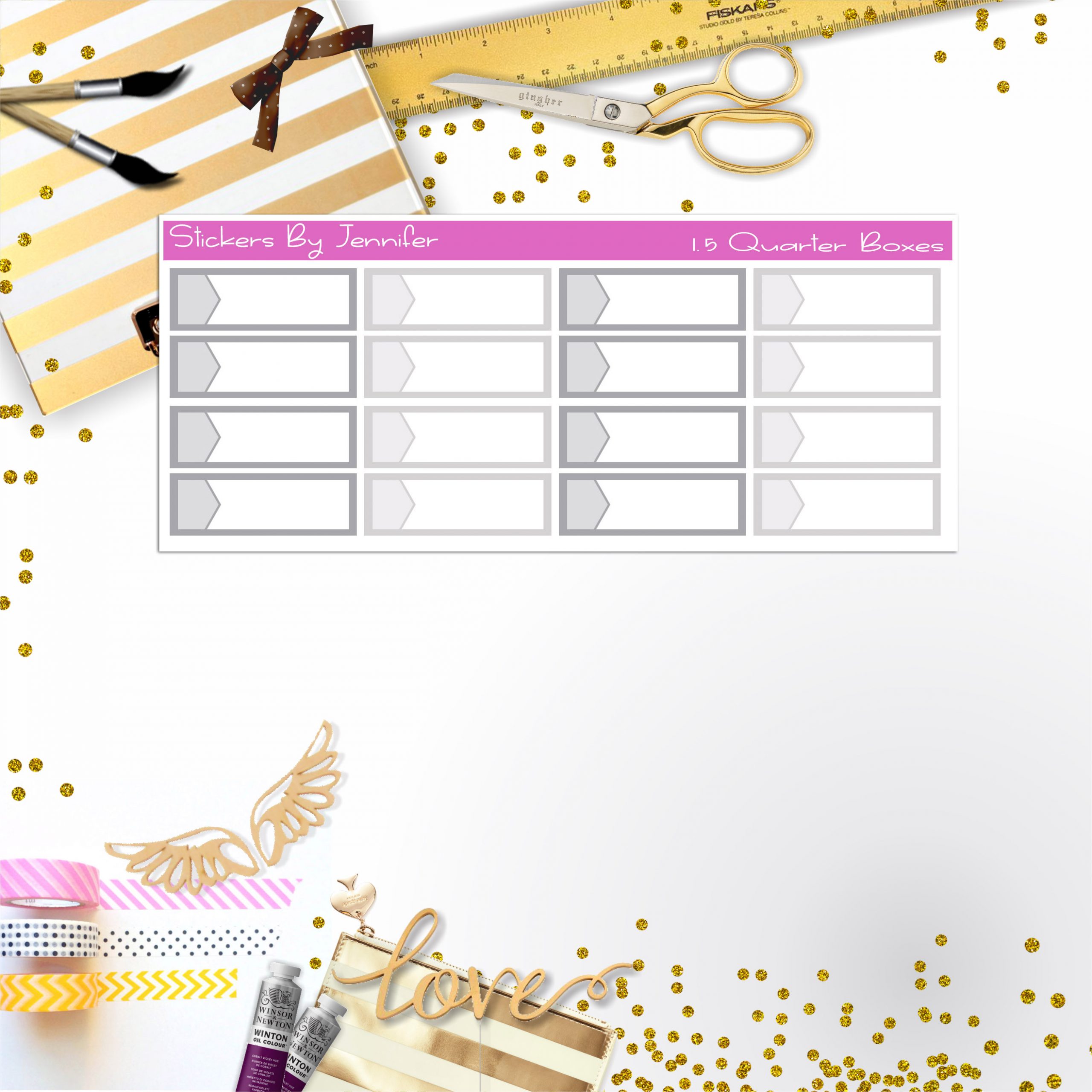 Quarter Boxes 049 Planner Stickers, Journal Stickers, Functional Planner Stickers, Stationary Stickers