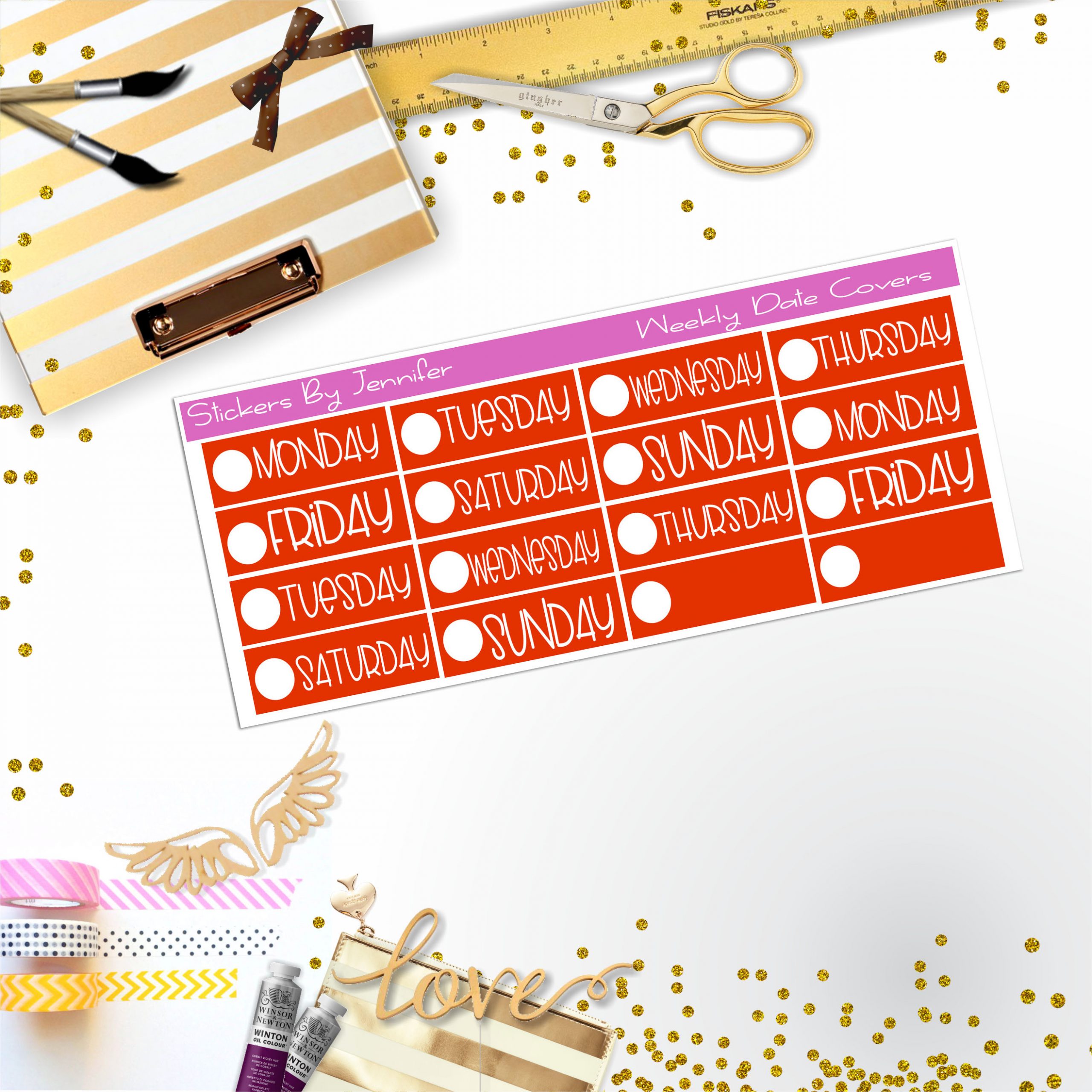 Weekly Date Covers P053 Planner Stickers, Journal Stickers, Functional Planner Stickers, Stationary Stickers