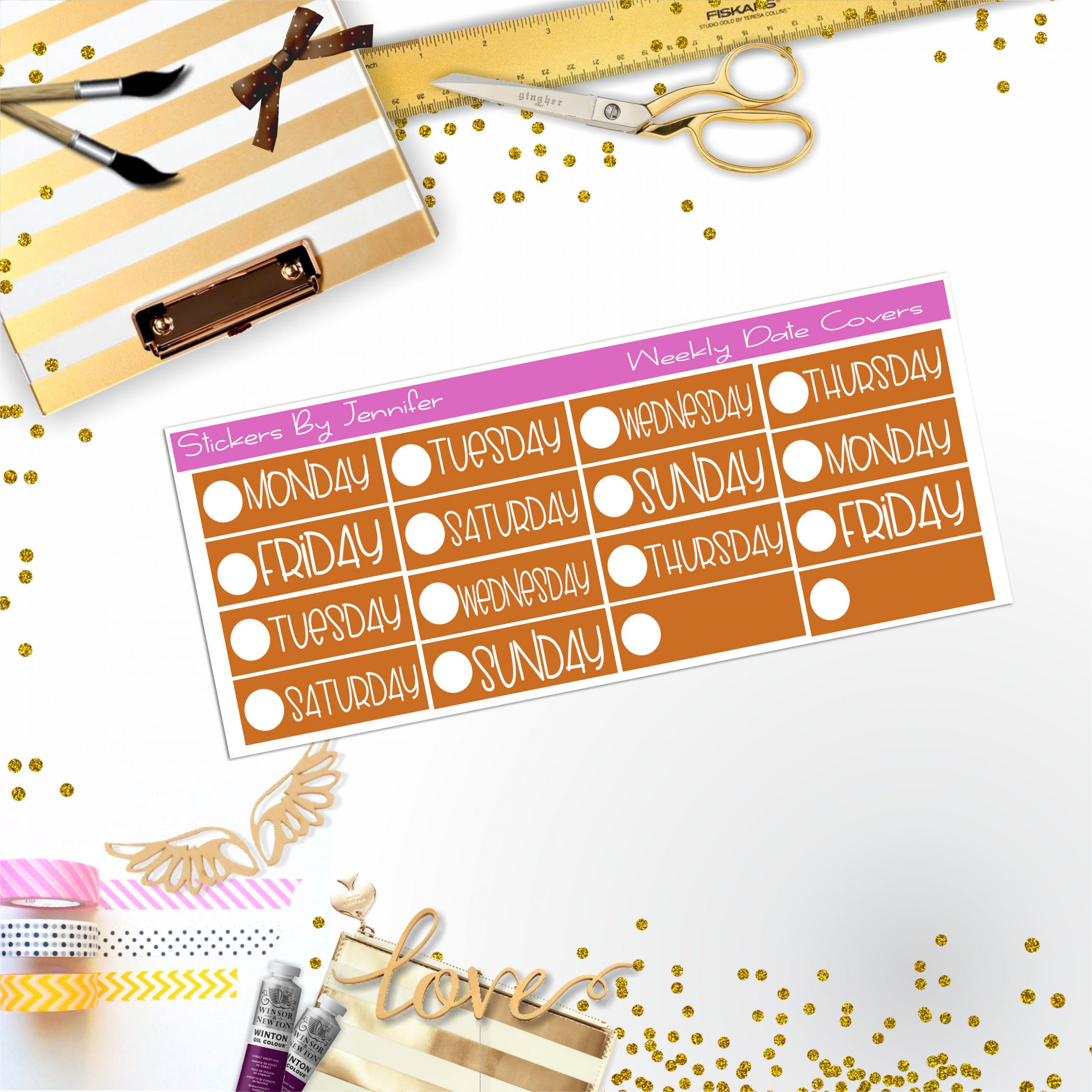 Weekly Date Covers P054 Planner Stickers, Journal Stickers, Functional Planner Stickers, Stationary Stickers