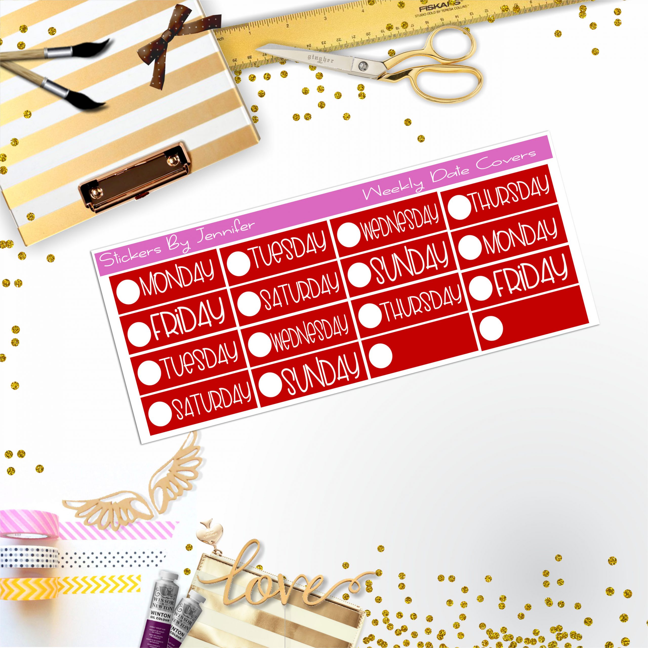 Weekly Date Covers P058 Planner Stickers, Journal Stickers, Functional Planner Stickers, Stationary Stickers