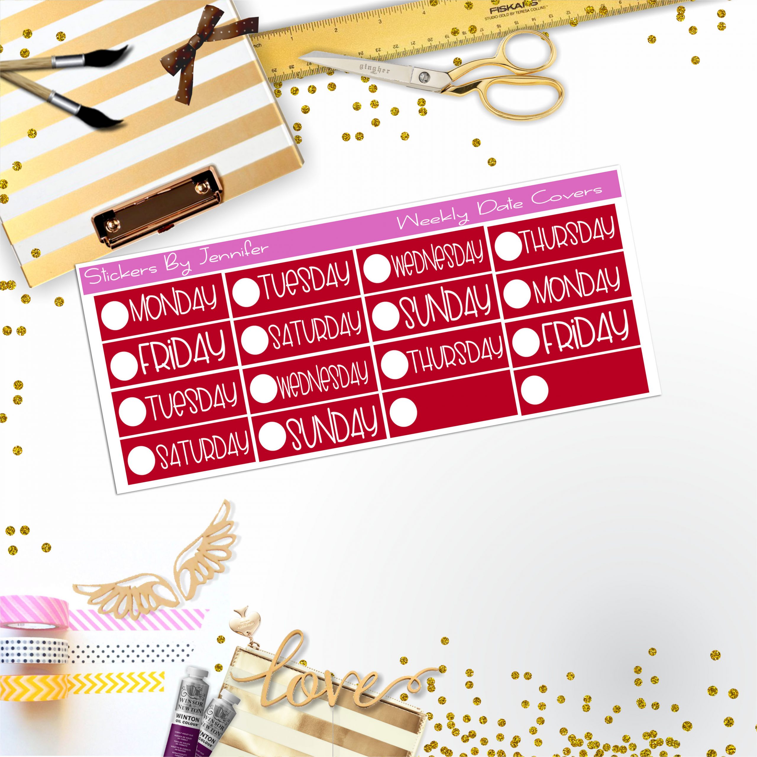 Weekly Date Covers P060 Planner Stickers, Journal Stickers, Functional Planner Stickers, Stationary Stickers