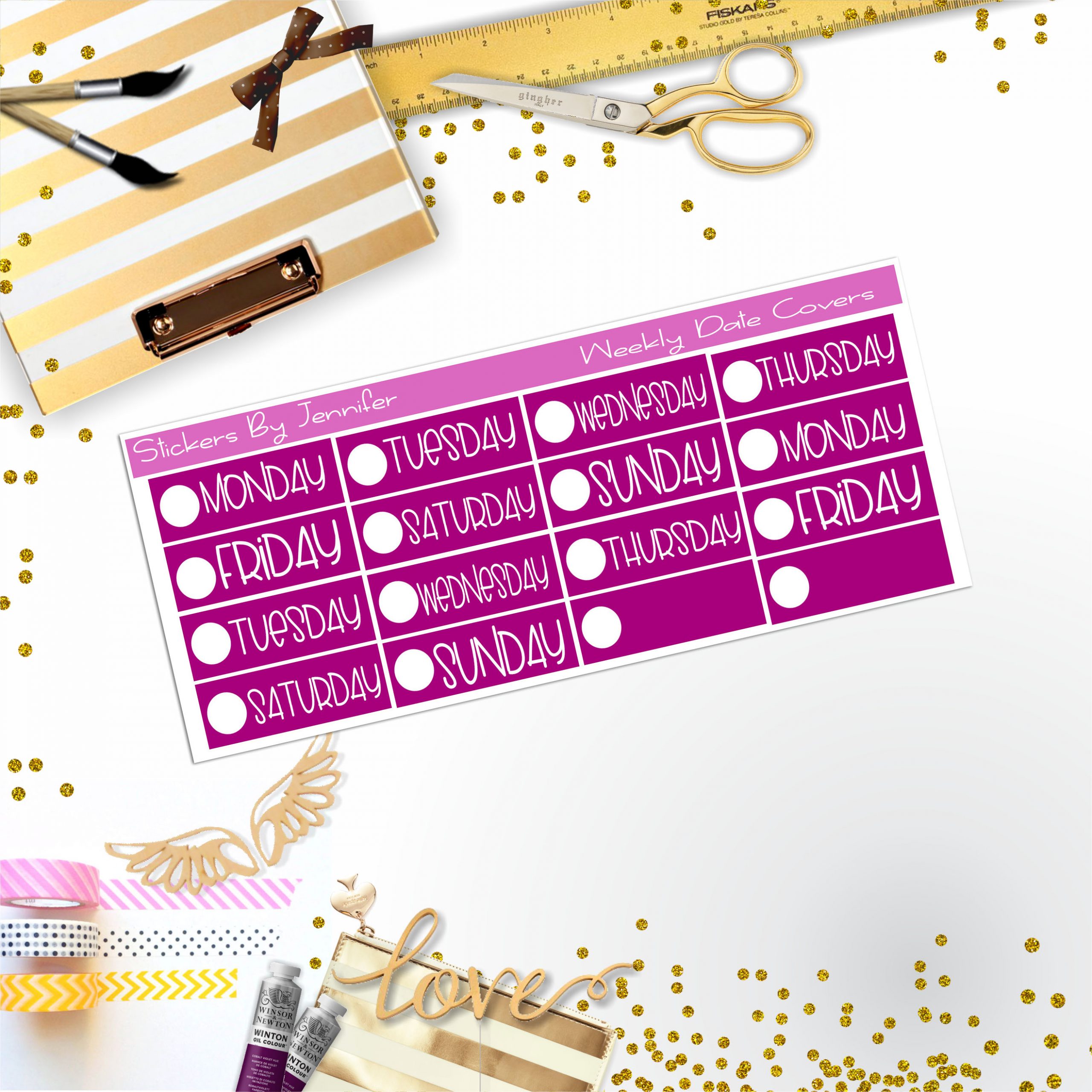 Weekly Date Covers P067 Planner Stickers, Journal Stickers, Functional Planner Stickers, Stationary Stickers