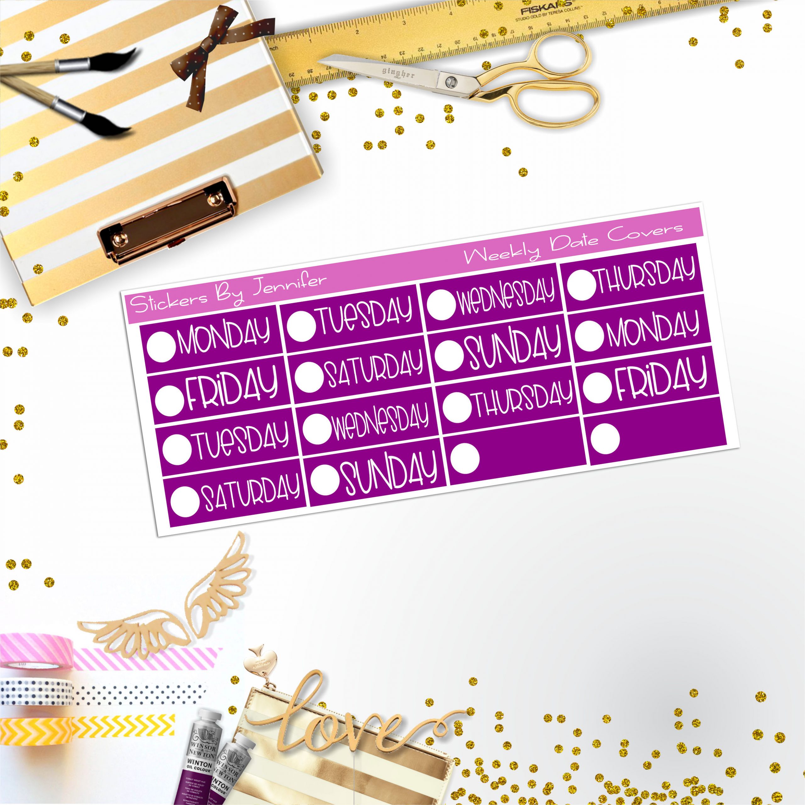 Weekly Date Covers P074 Planner Stickers, Journal Stickers, Functional Planner Stickers, Stationary Stickers