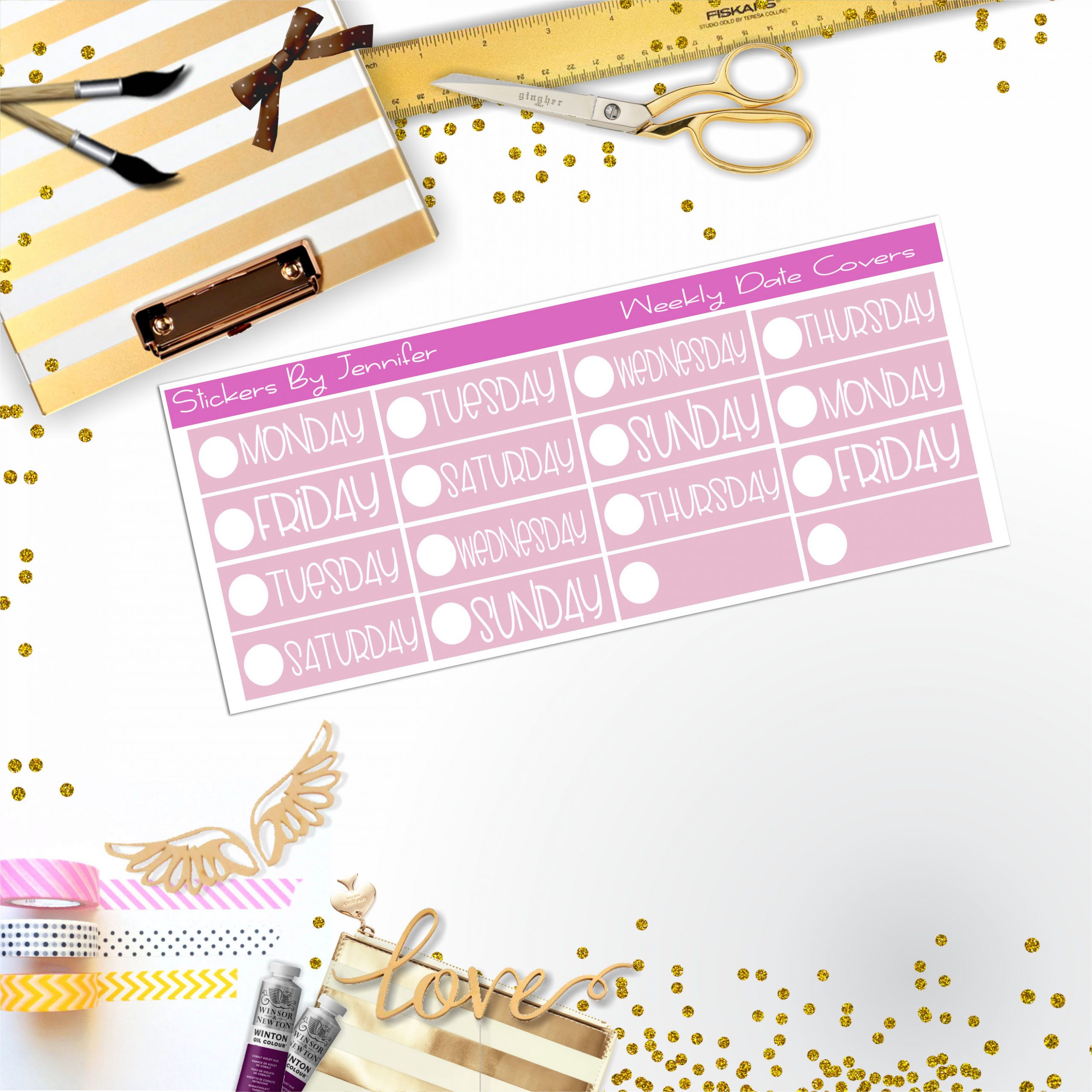 Weekly Date Covers P077 Planner Stickers, Journal Stickers, Functional Planner Stickers, Stationary Stickers