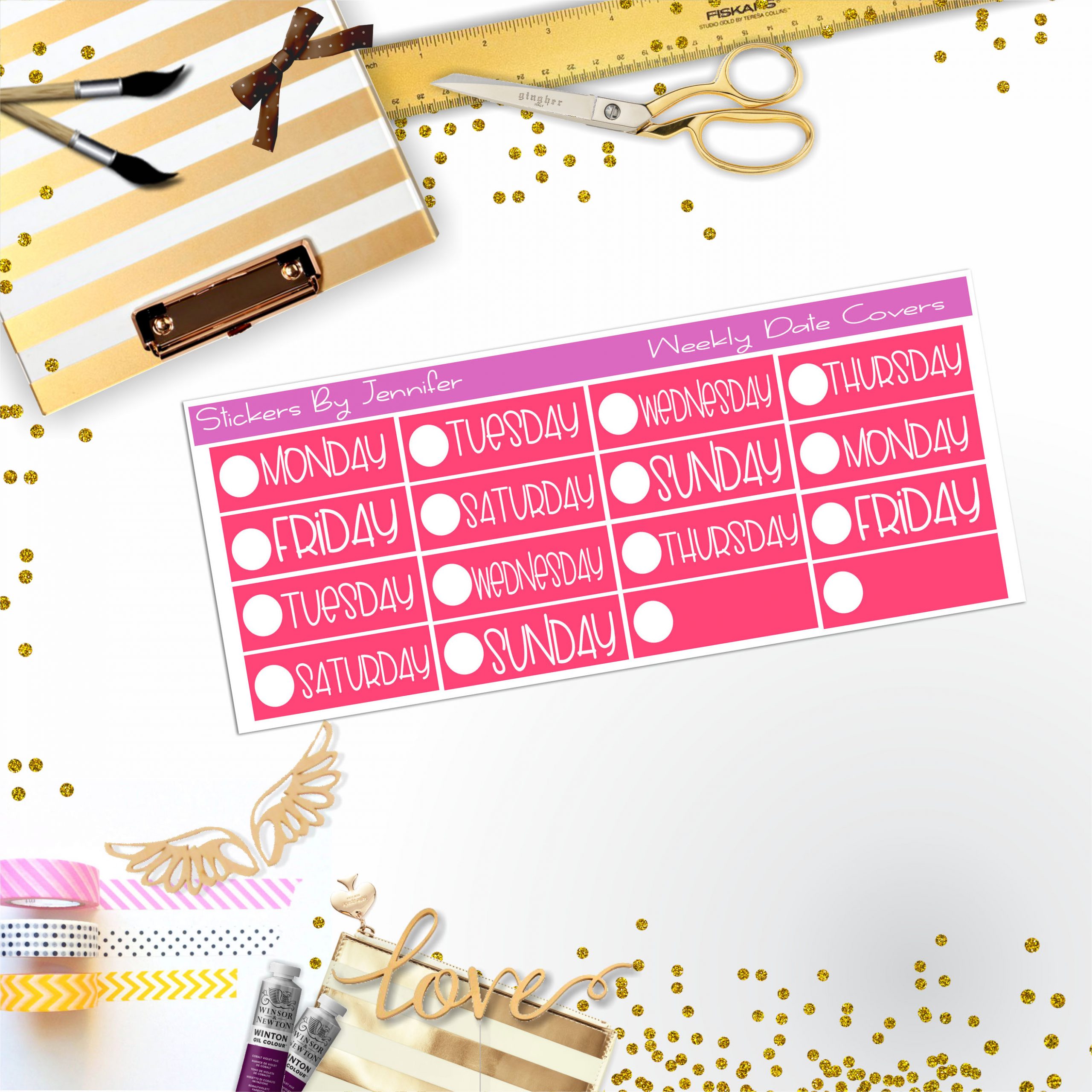 Weekly Date Covers P085 Planner Stickers, Journal Stickers, Functional Planner Stickers, Stationary Stickers