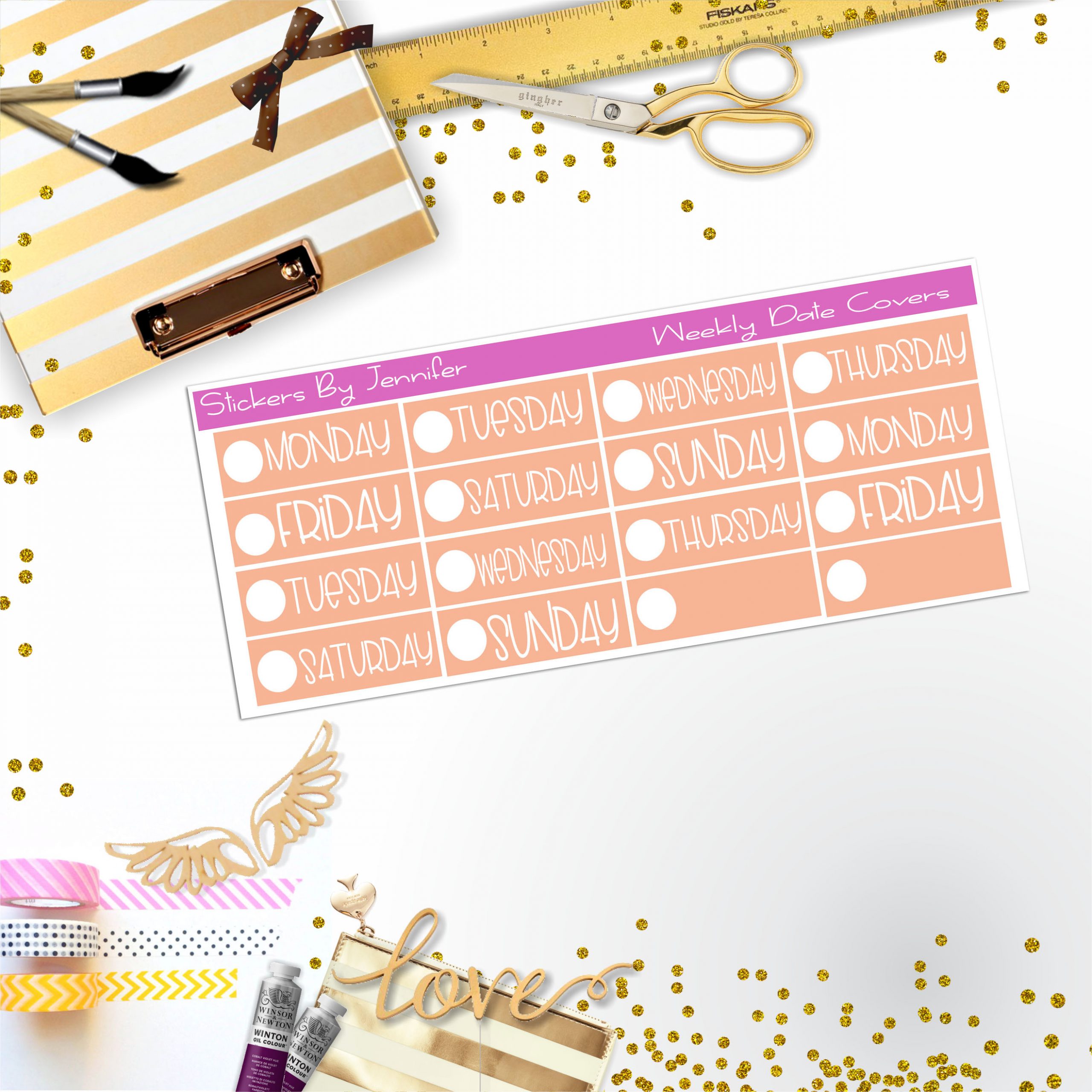 Weekly Date Covers P092 Planner Stickers, Journal Stickers, Functional Planner Stickers, Stationary Stickers