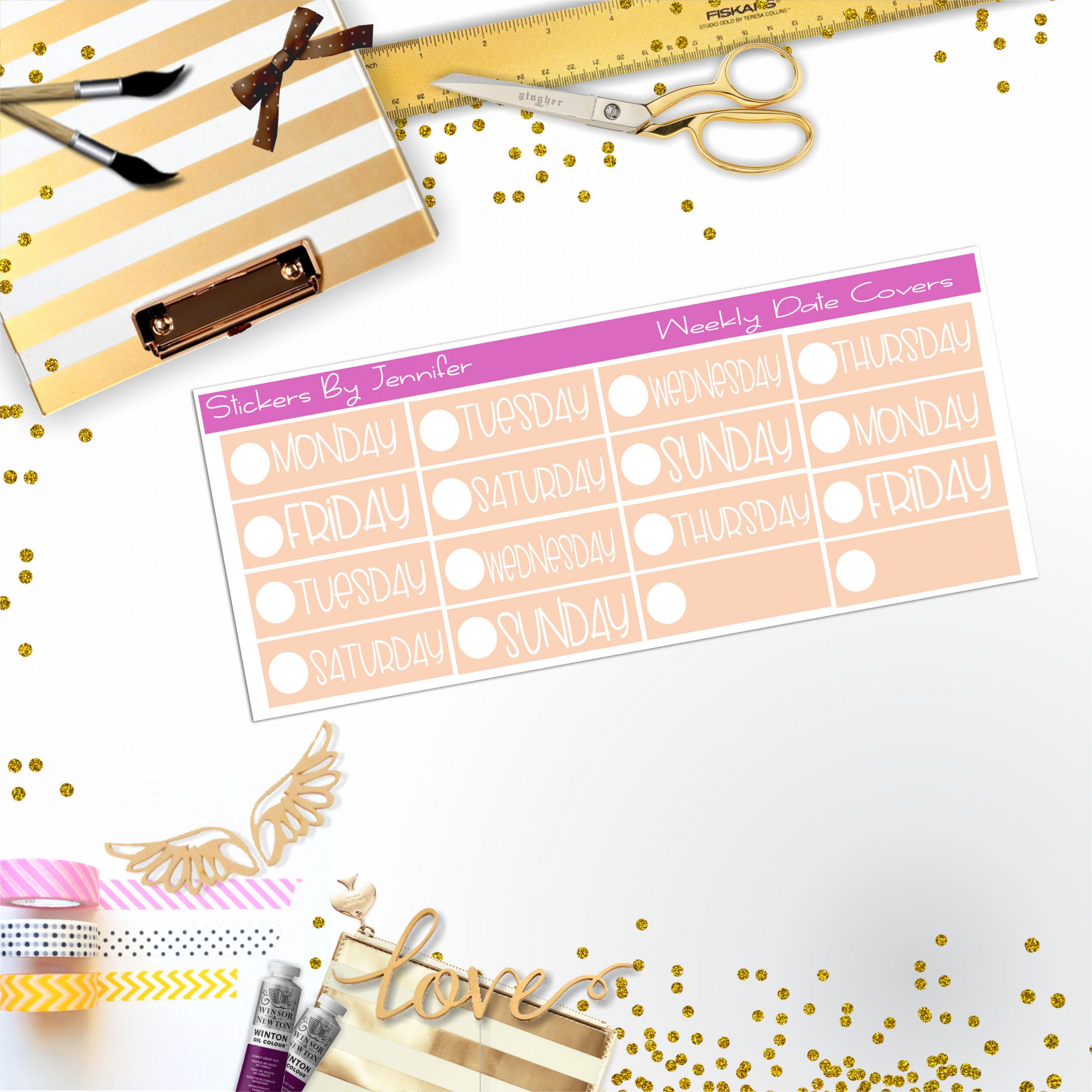 Weekly Date Covers P093 Planner Stickers, Journal Stickers, Functional Planner Stickers, Stationary Stickers