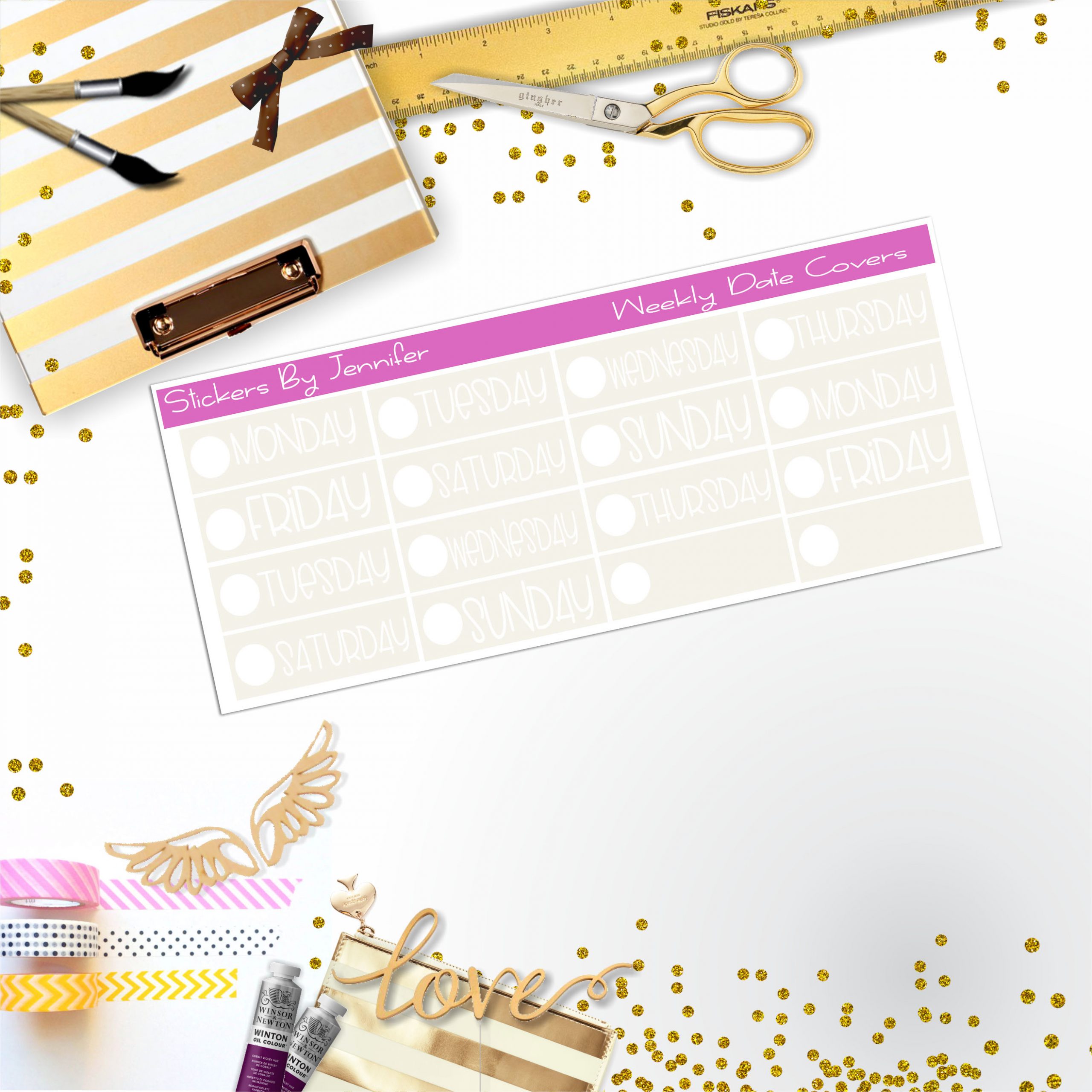 Weekly Date Covers P094 Planner Stickers, Journal Stickers, Functional Planner Stickers, Stationary Stickers