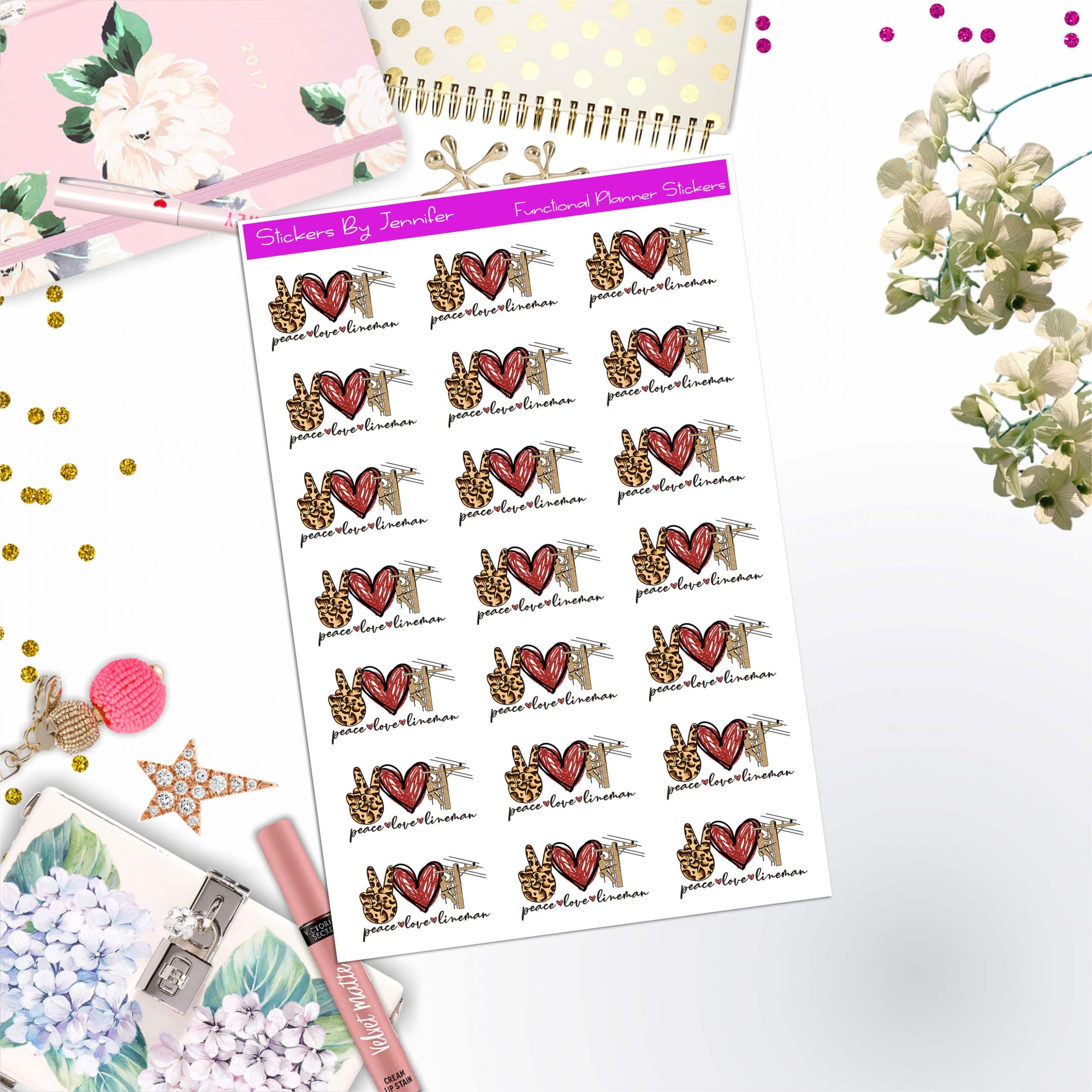 Lineman Stickers, Planner Stickers, Journal Stickers, Functional Planner Stickers, Stationary Stickers