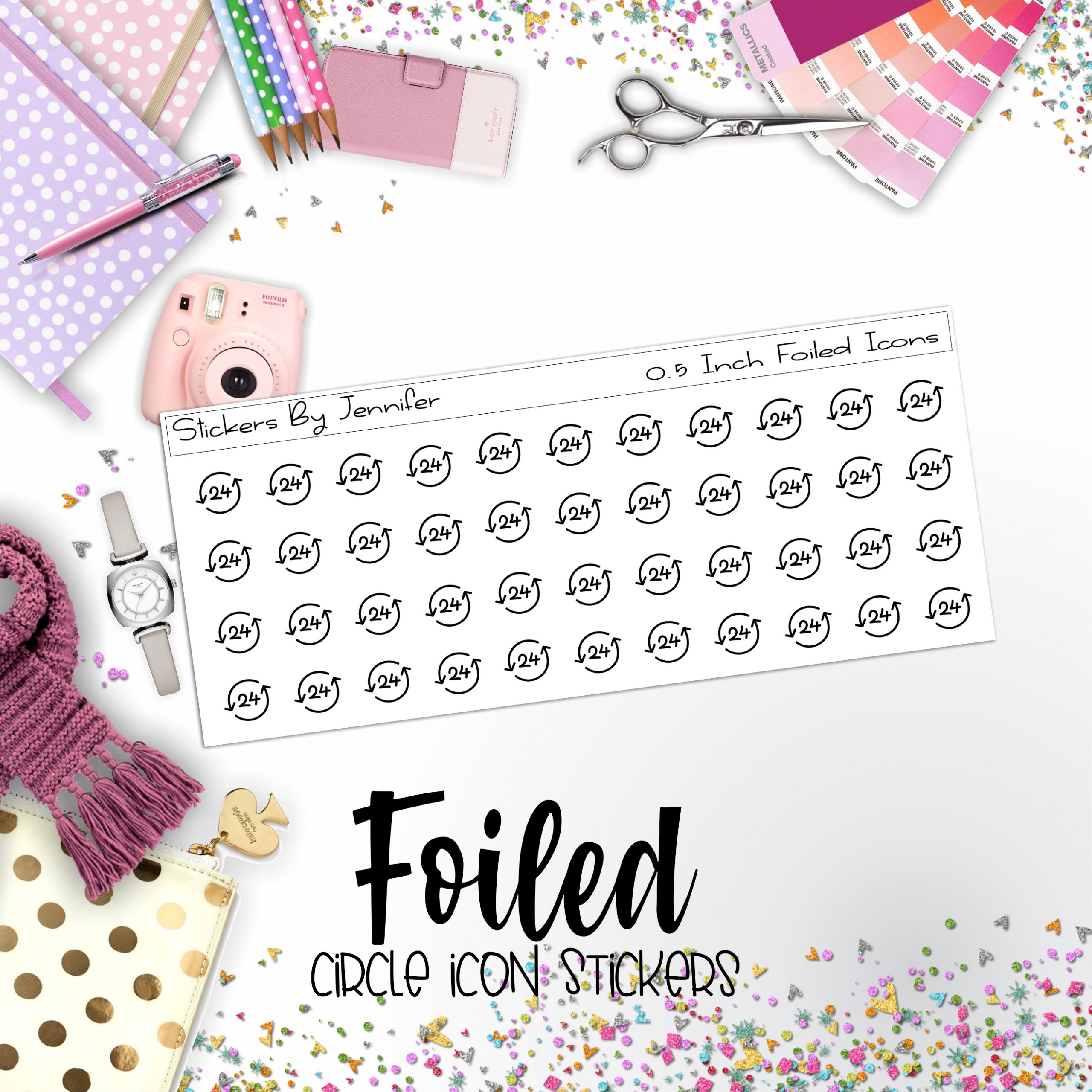 24 Hour P-107 Functional Icons Sticker Sheet