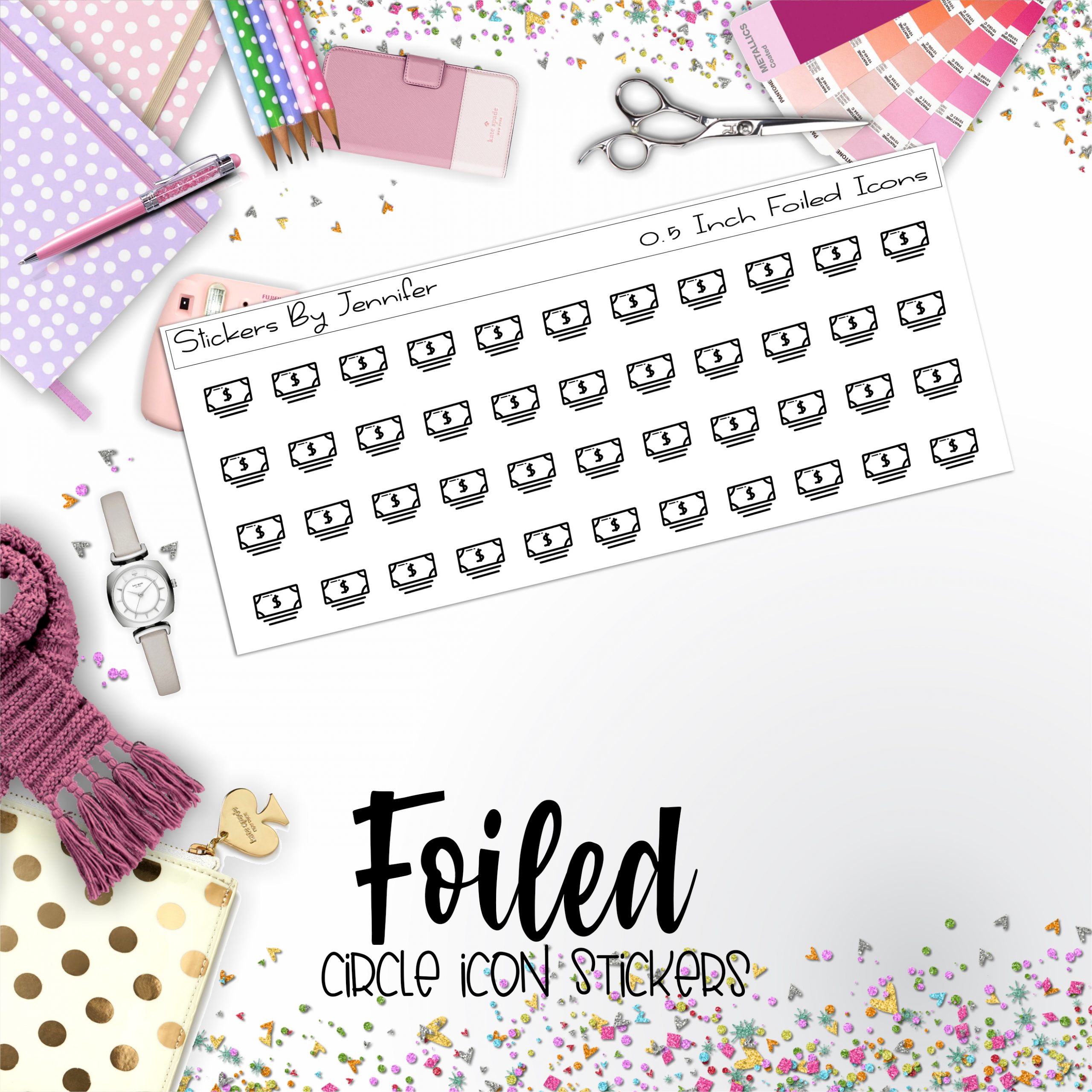 Money P-114 Functional Icons Sticker Sheet