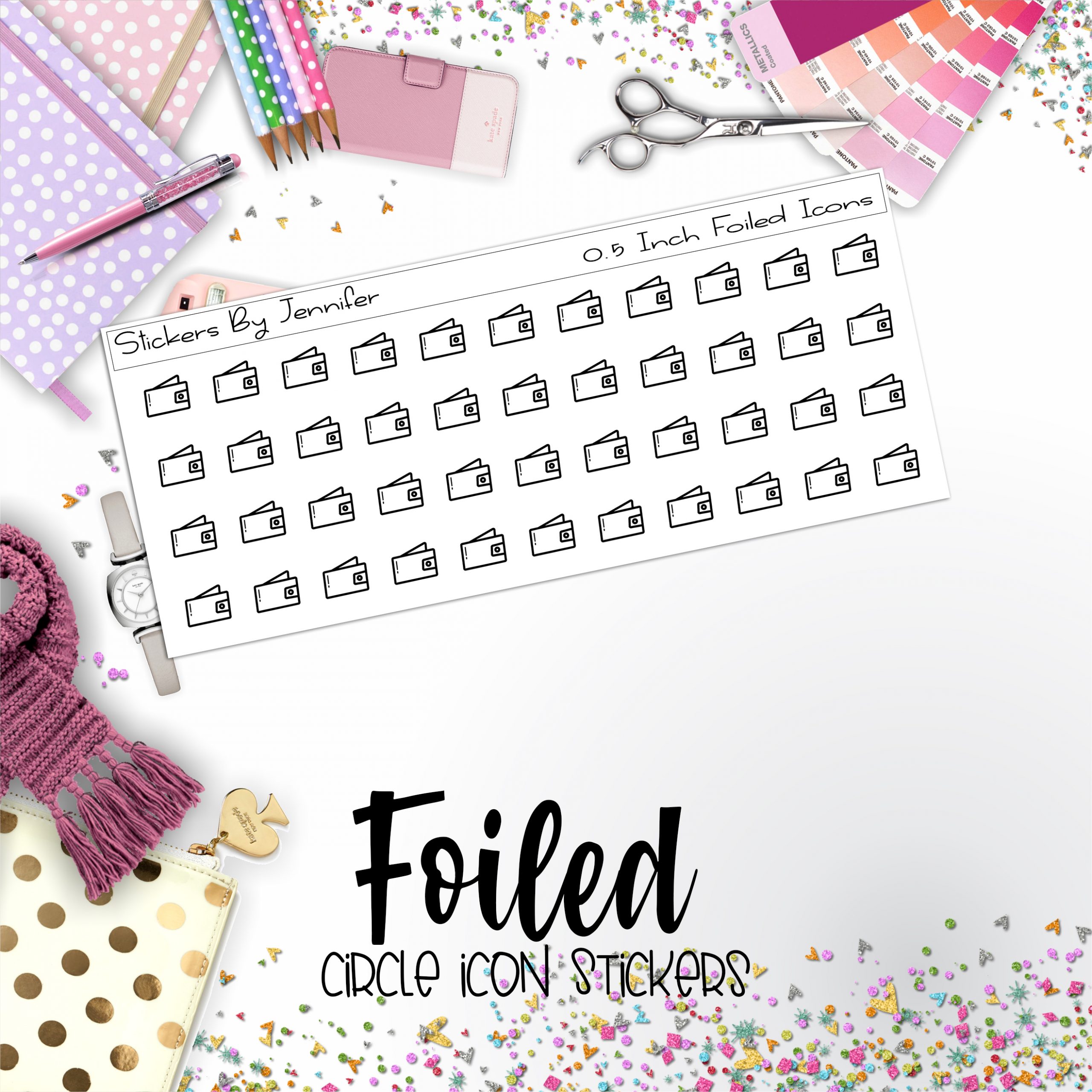 Wallet P-118 Functional Icons Sticker Sheet