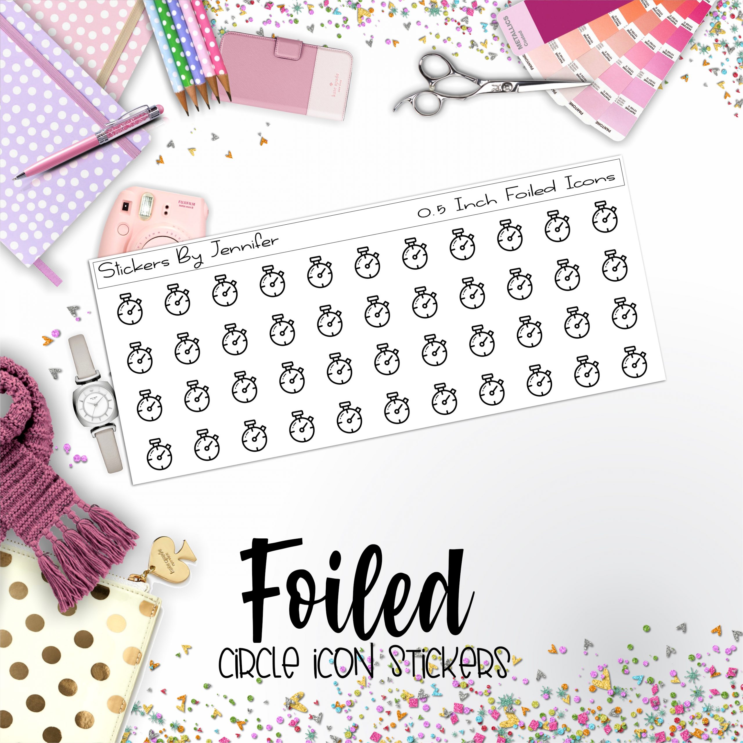 Stopwatch P-123 Functional Icons Sticker Sheet