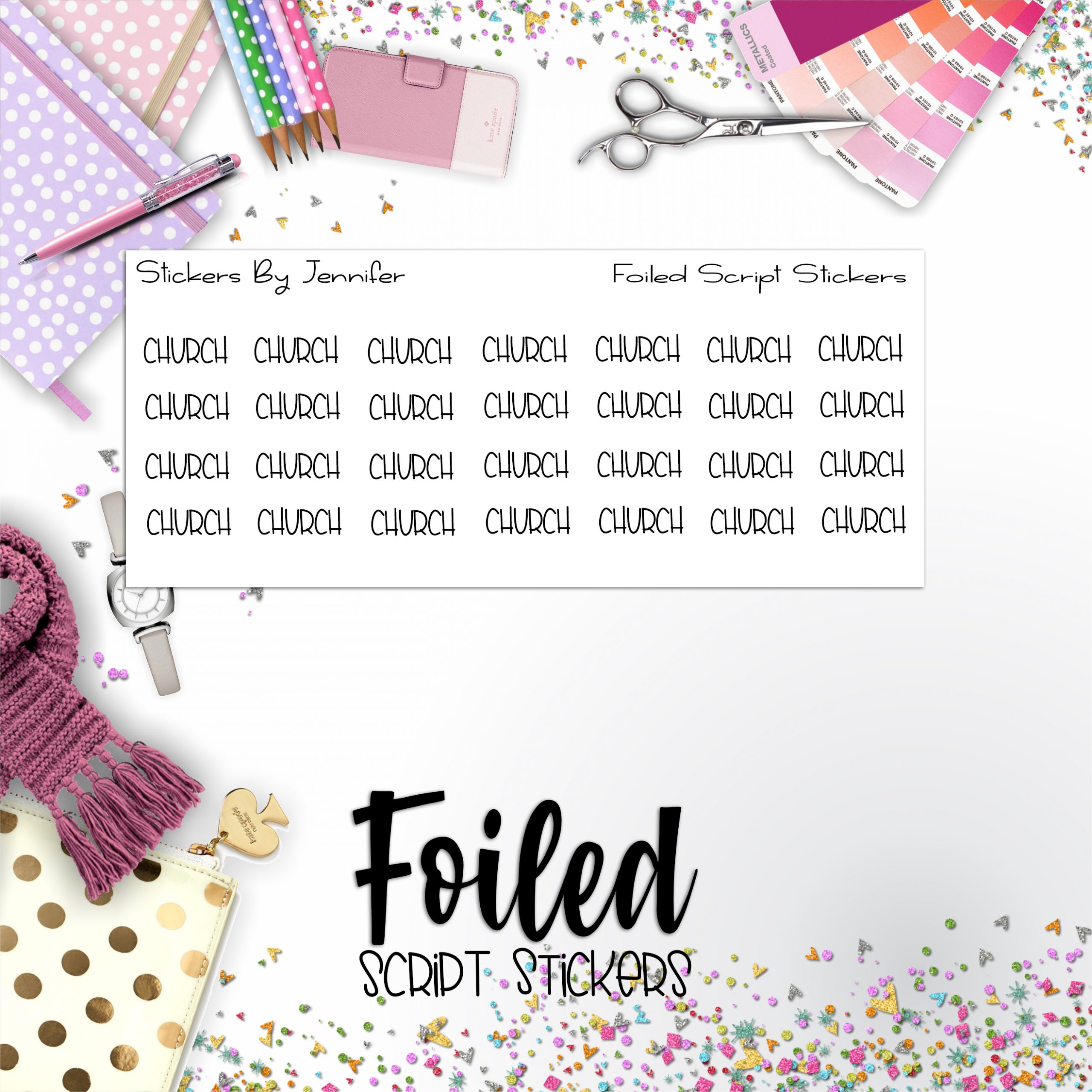 Church P-266 Functional Script Sticker Sheet