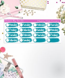 Weekly Date Covers 023 Planner Stickers, Journal Stickers, Functional Planner Stickers, Stationary Stickers