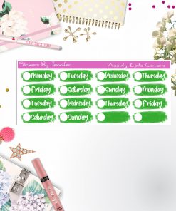 Weekly Date Covers 038 Planner Stickers, Journal Stickers, Functional Planner Stickers, Stationary Stickers