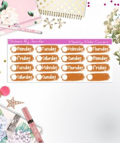 Weekly Date Covers 053 Planner Stickers, Journal Stickers, Functional Planner Stickers, Stationary Stickers