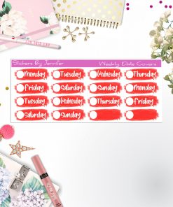Weekly Date Covers 086 Planner Stickers, Journal Stickers, Functional Planner Stickers, Stationary Stickers