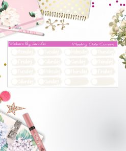 Weekly Date Covers 093 Planner Stickers, Journal Stickers, Functional Planner Stickers, Stationary Stickers