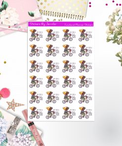Bike Ride Character Girl Stickers, Planner Stickers, Journal Stickers, Functional Planner Stickers, Stationary Stickers