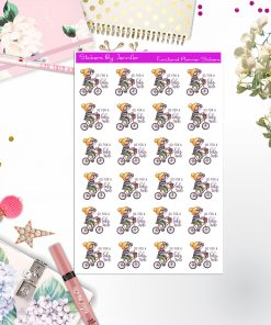 Bike Ride Character Girl Stickers, Planner Stickers, Journal Stickers, Functional Planner Stickers, Stationary Stickers