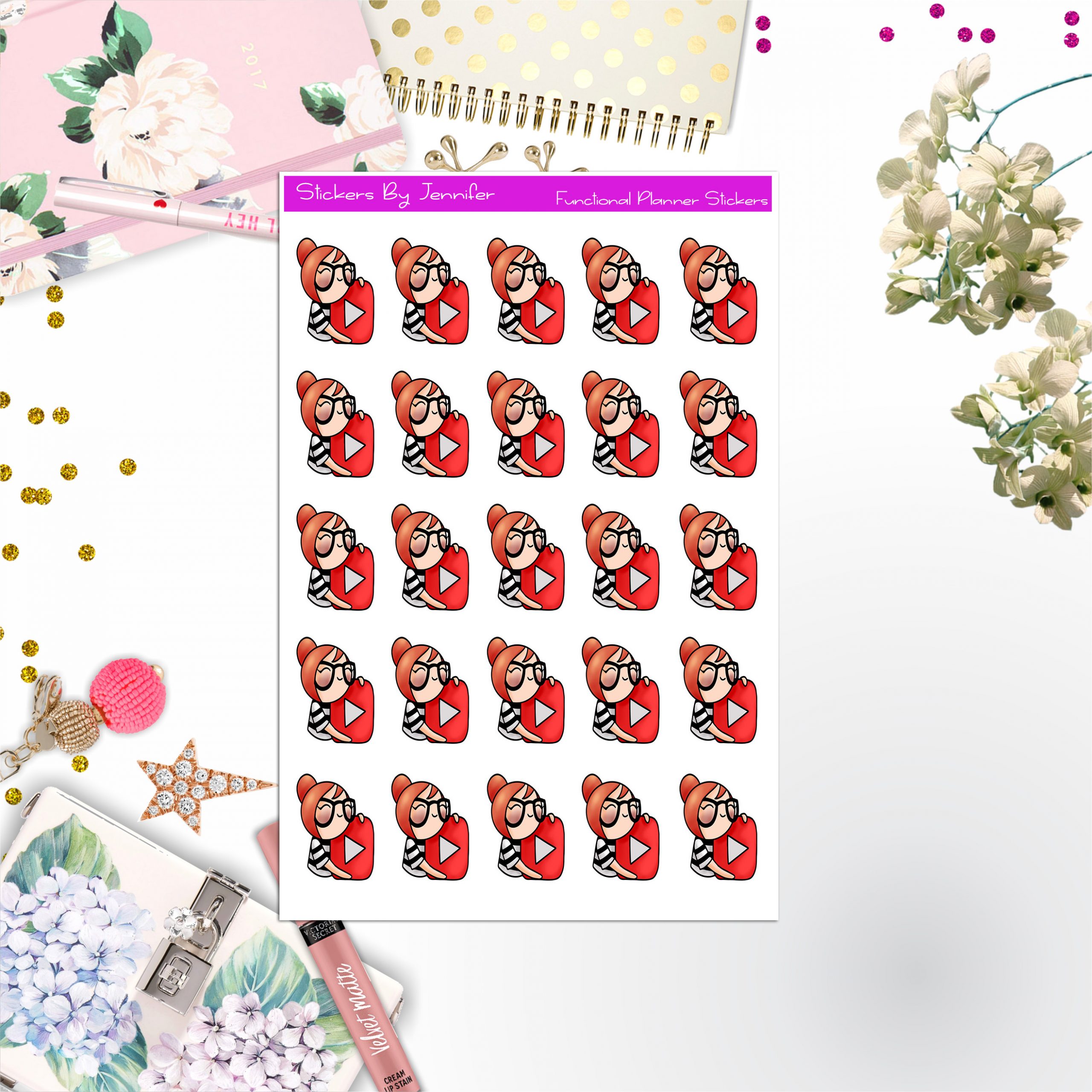 YouTube Stickers, Planner Stickers, Journal Stickers, Functional Planner Stickers, Stationary Stickers