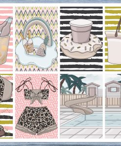 Pool Day Full Box Planner Stickers, Big Happy Planner, Erin Condren, Classic Happy Planner