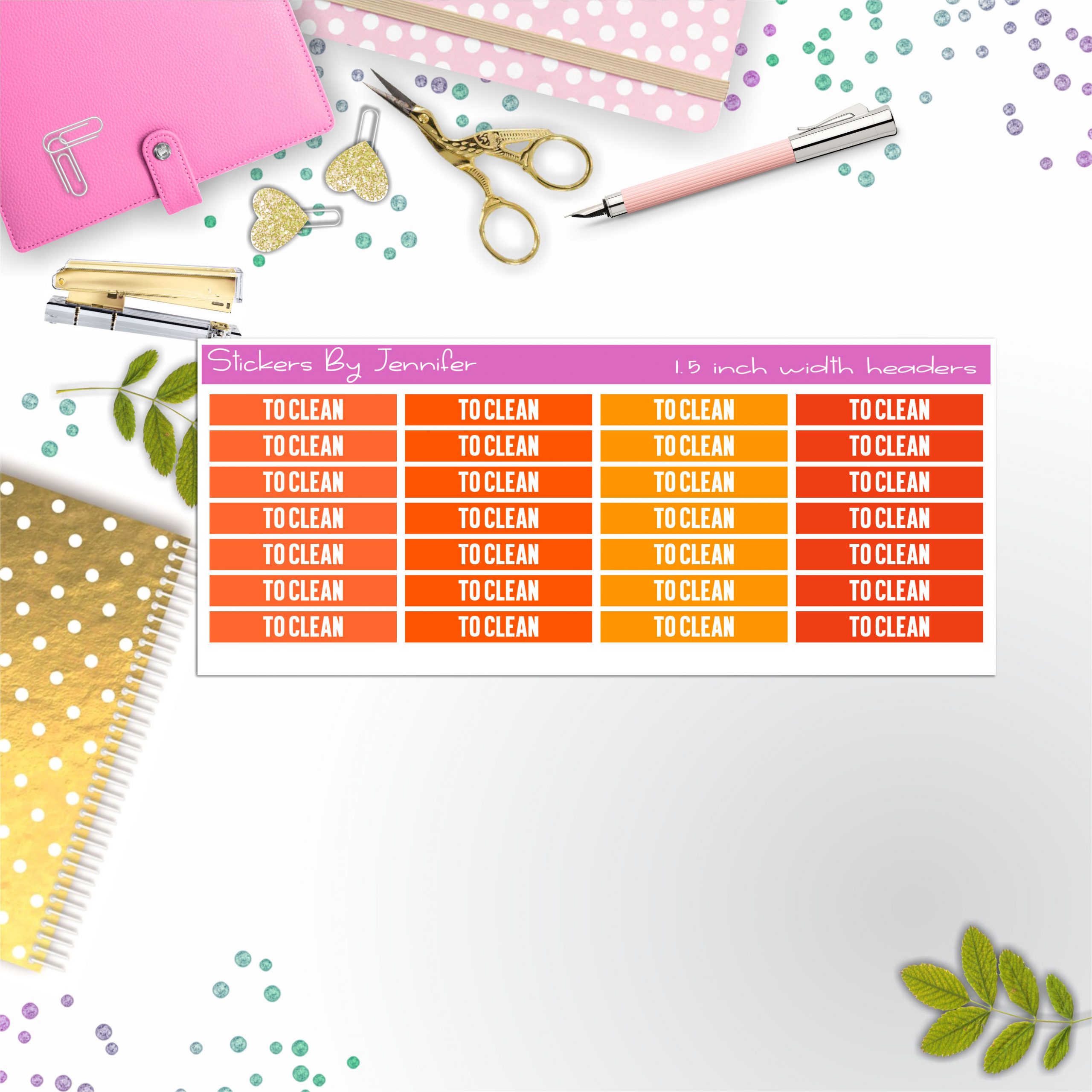 To Clean 012 Planner Headers, Planner Stickers, Journal Stickers, Functional Planner Stickers, Stationary Stickers