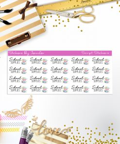 School Supplies Script Stickers, Typography Stickers, Planner Stickers