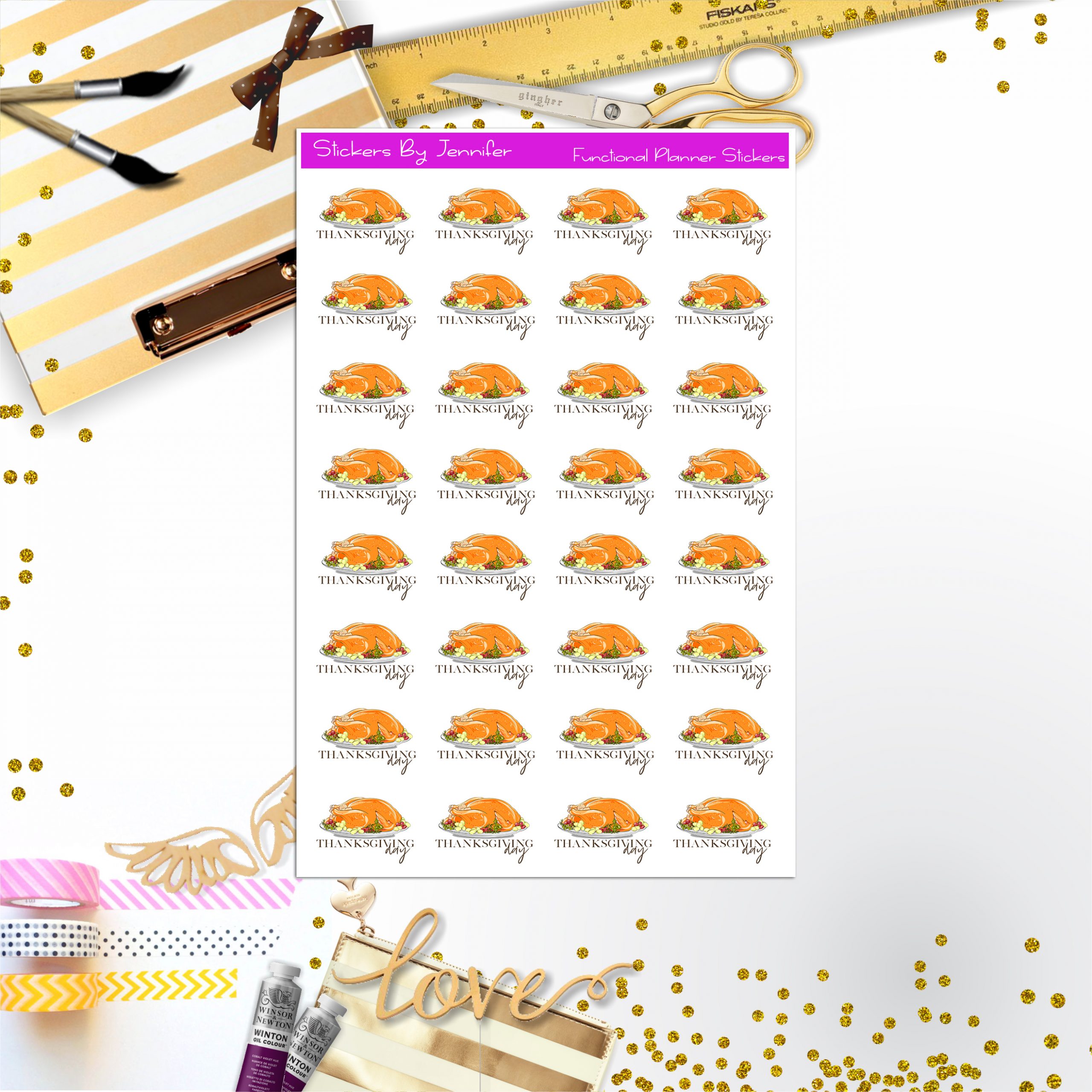 Thanksgiving Day Stickers, Planner Stickers, Journal Stickers, Functional Planner Stickers, Stationary Stickers