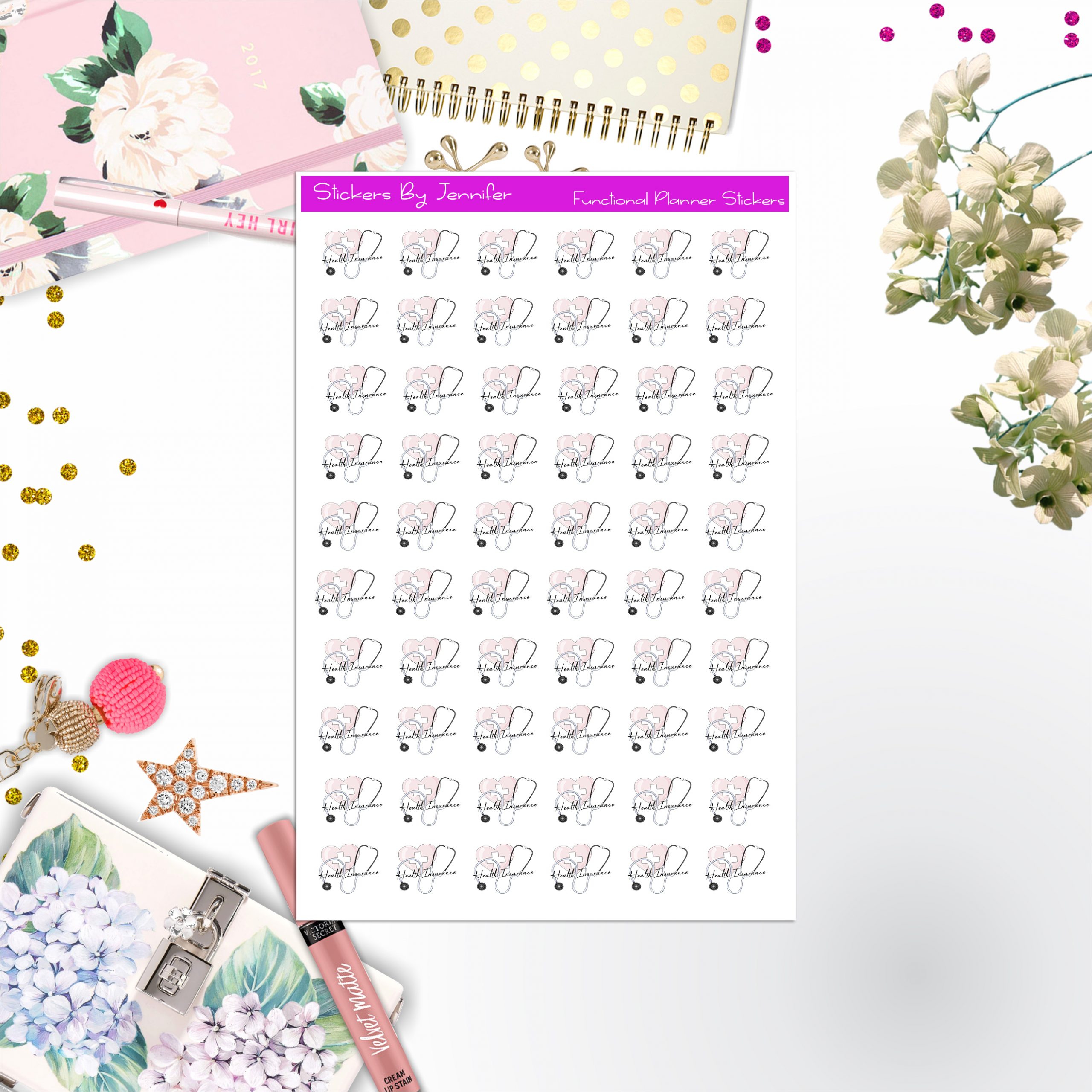 Health Insurance Payment Stickers, Planner Stickers, Journal Stickers, Functional Planner Stickers, Stationary Stickers