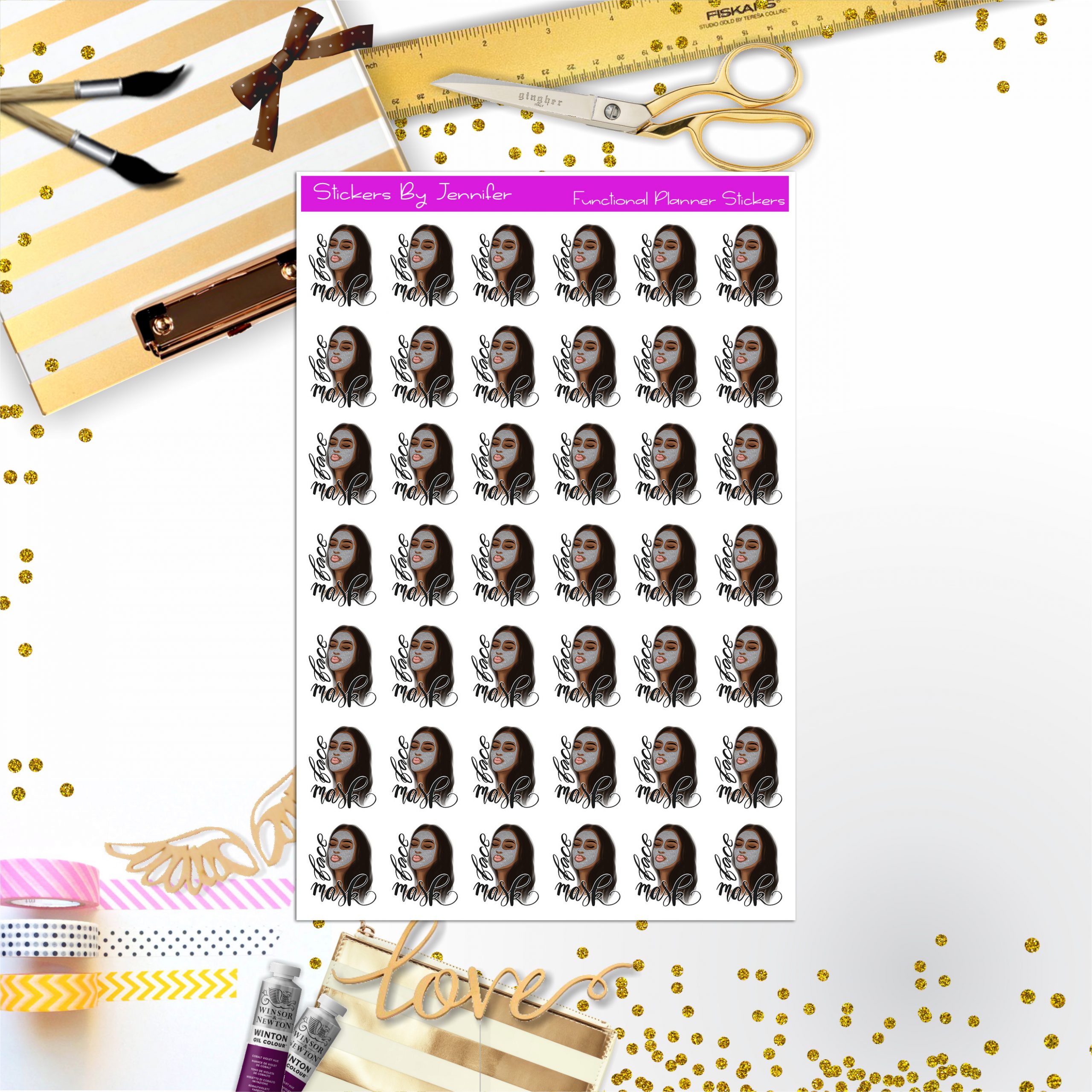 Facial Icon Stickers, Planner Stickers, Journal Stickers, Functional Planner Stickers, Stationary Stickers