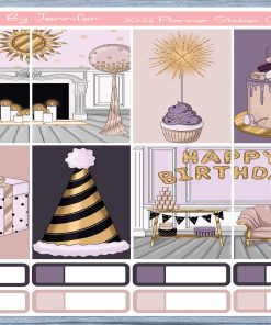 Birthday Full Box Planner Stickers, Big Happy Planner, Erin Condren, Classic Happy Planner