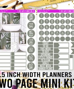 Two Page 1.5 Inch Width Mini Kit 001 Planner Stickers, Bullet Journal Stickers, Functional Planner Stickers, Stationary Stickers