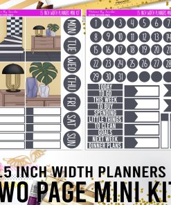 Two Page 1.5 Inch Width Mini Kit 011 Planner Stickers, Bullet Journal Stickers, Functional Planner Stickers, Stationary Stickers
