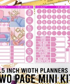 Two Page 1.5 Inch Width Mini Kit 012 Planner Stickers, Bullet Journal Stickers, Functional Planner Stickers, Stationary Stickers